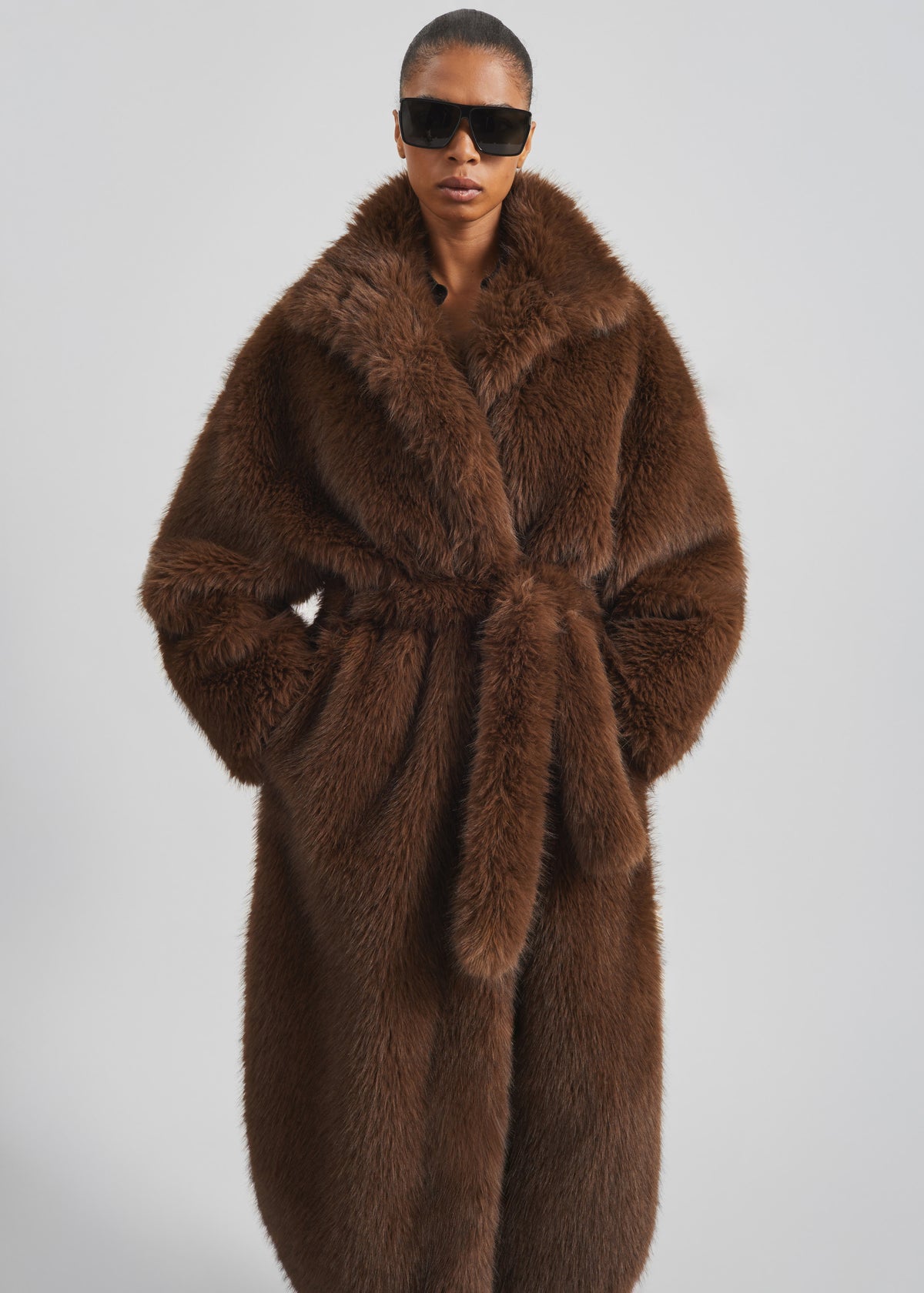 Ravello Faux Fur Robe Coat - Brown - 9