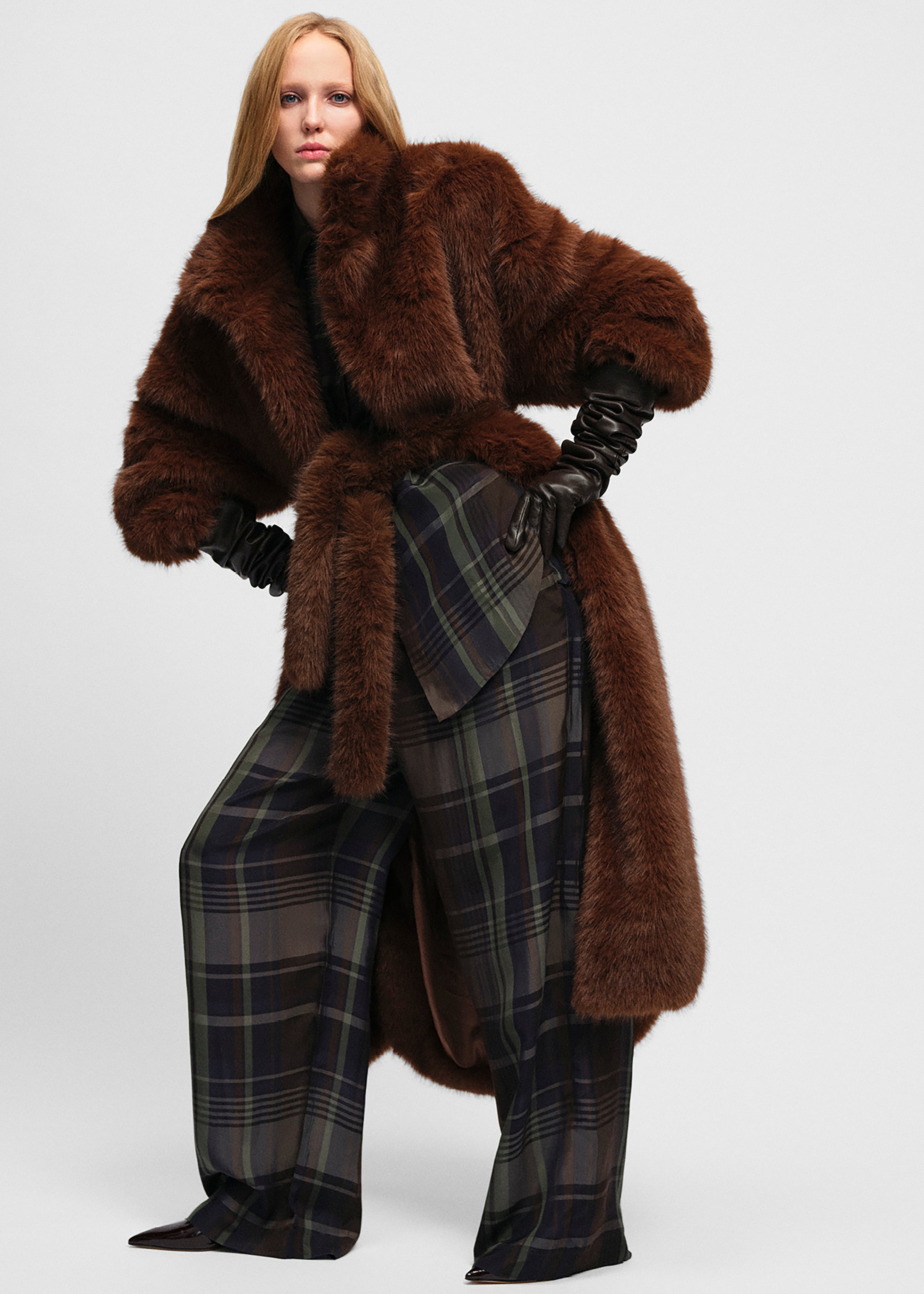Ravello Faux Fur Robe Coat - Brown – The Frankie Shop