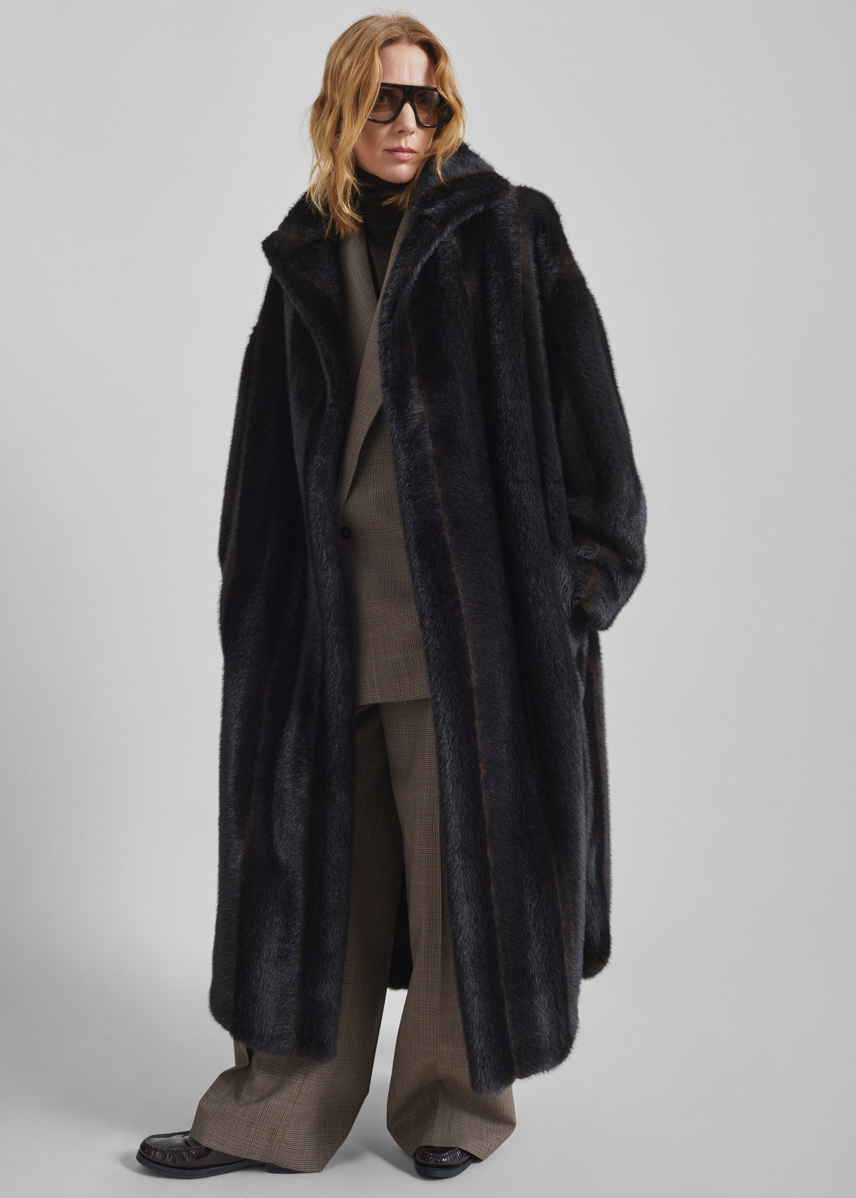 Ravello Faux Fur Robe Coat - Dark Brown