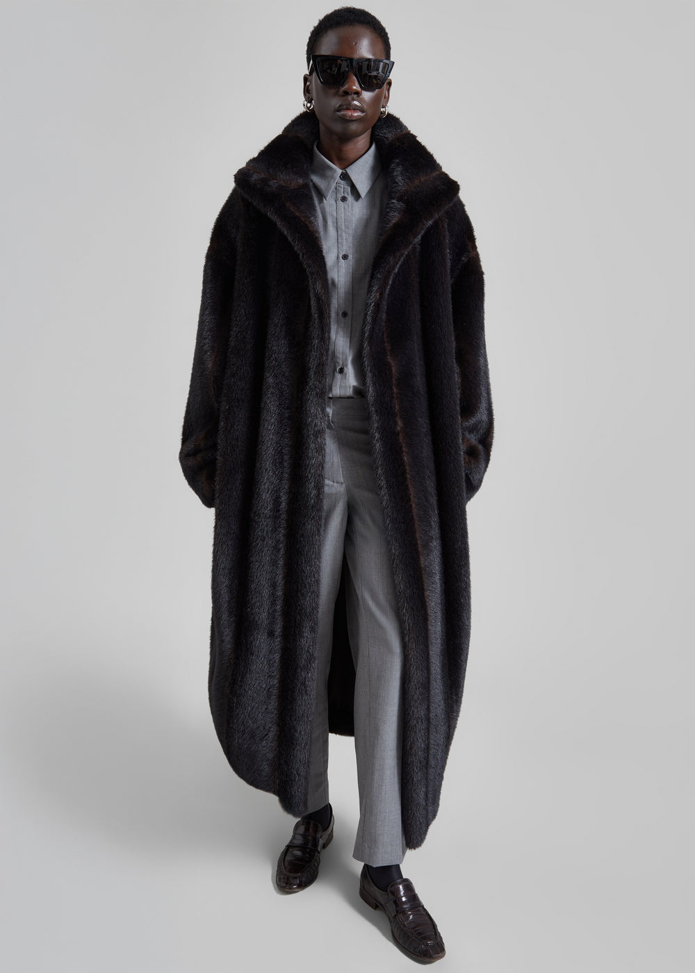 Ravello Faux Fur Robe Coat - Dark Brown