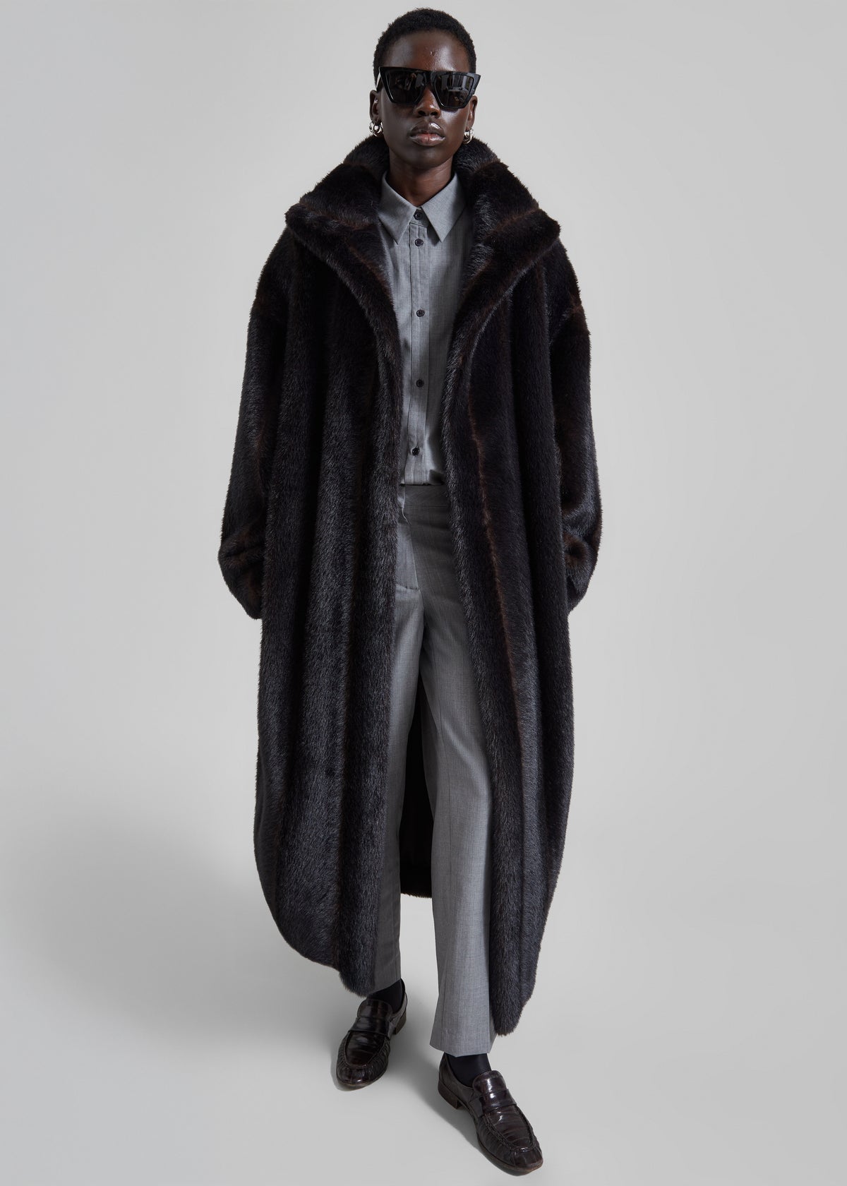 Ravello Faux Fur Robe Coat - Dark Brown