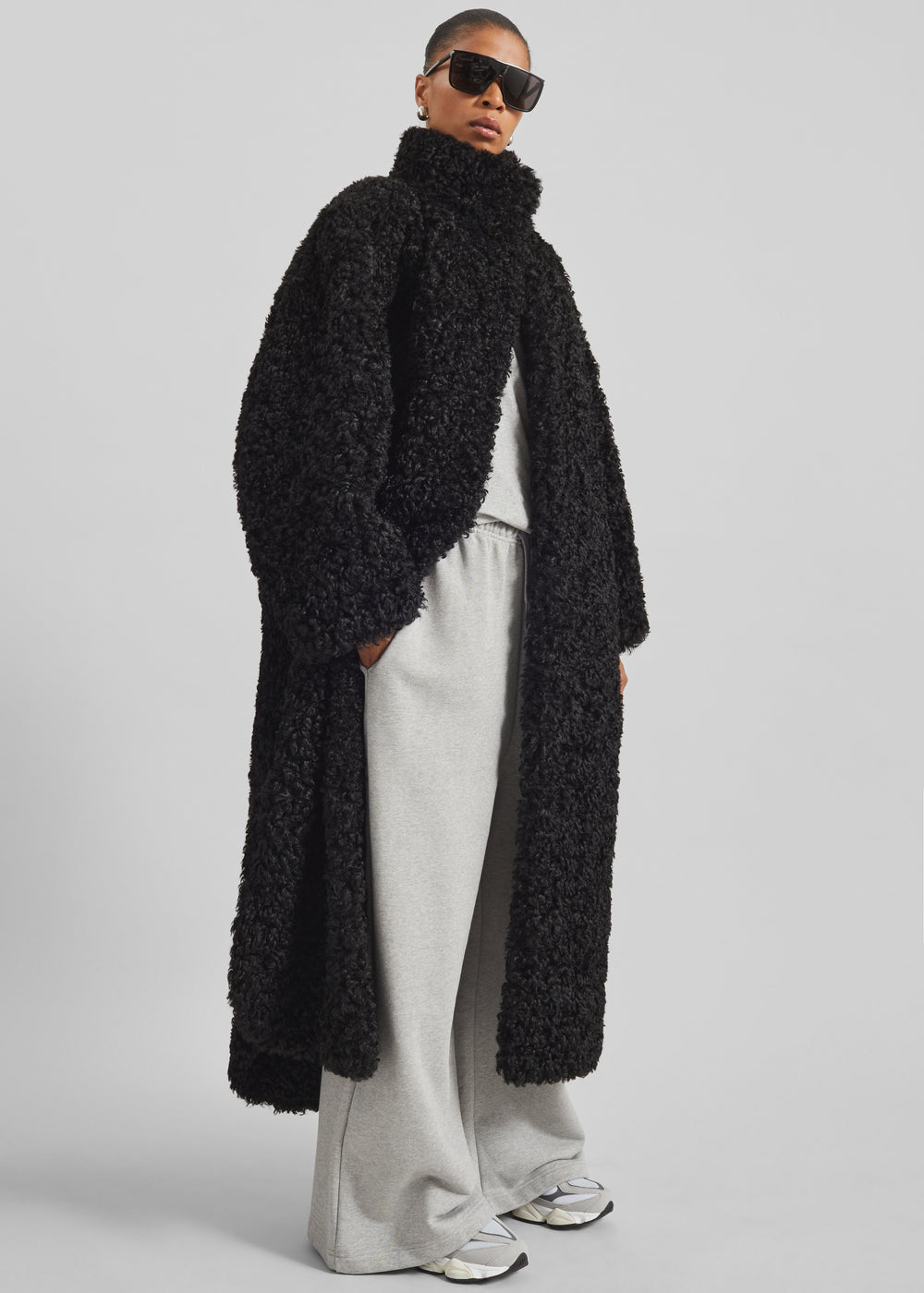 Ravello Faux Shearling Robe Coat - Black