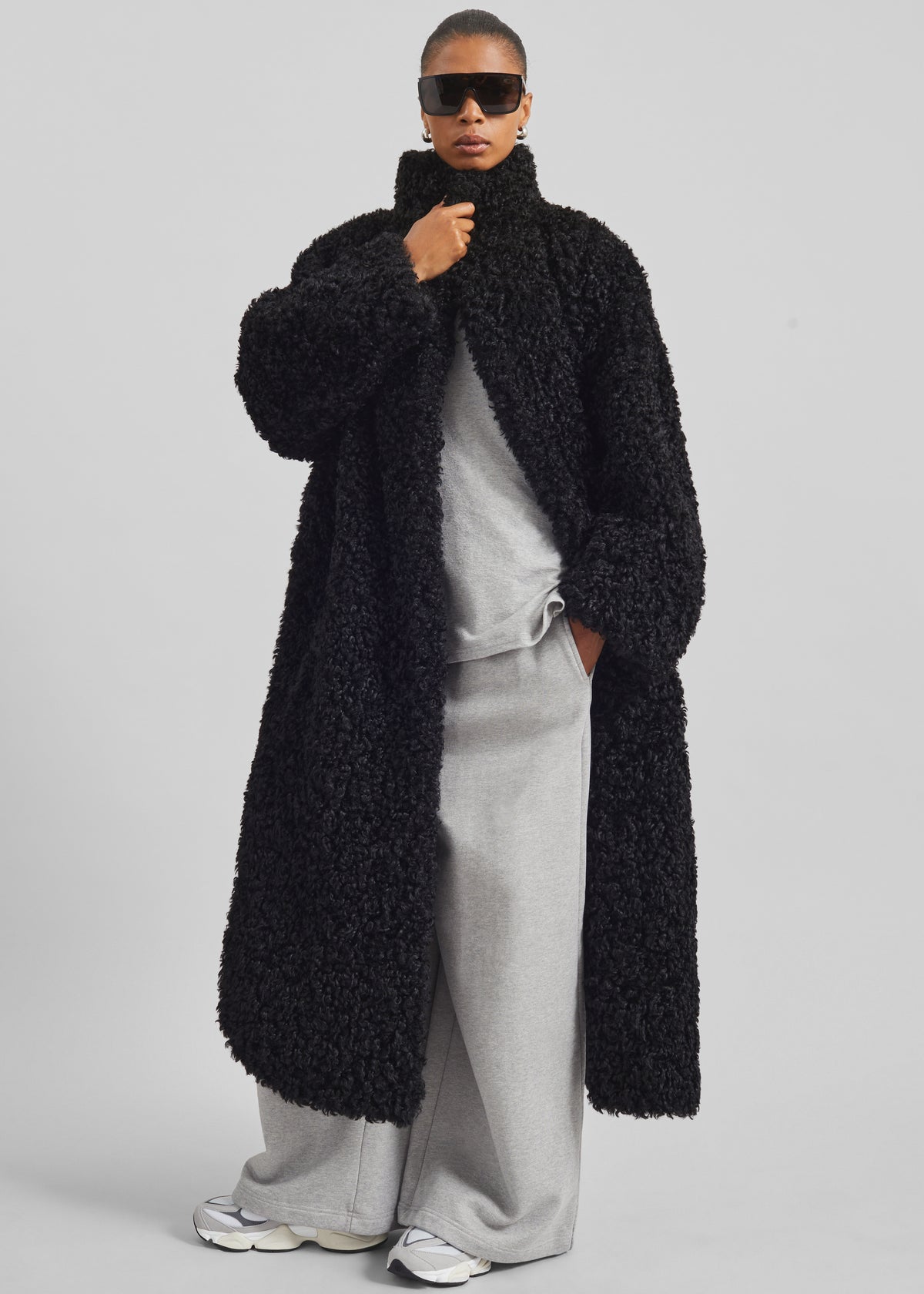 Ravello Faux Shearling Robe Coat - Black - 10