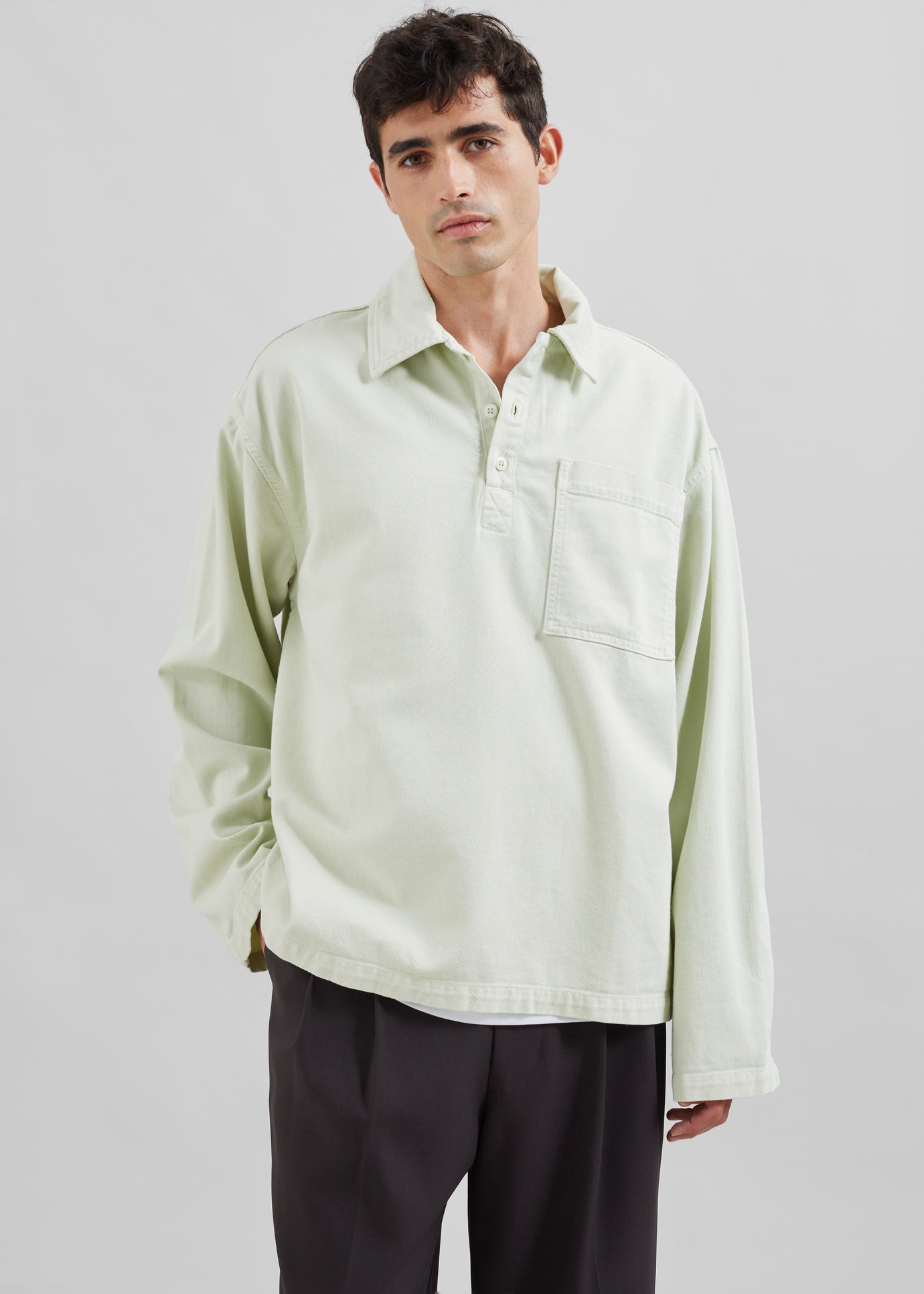 Ray Popover Denim Shirt - Pale Green