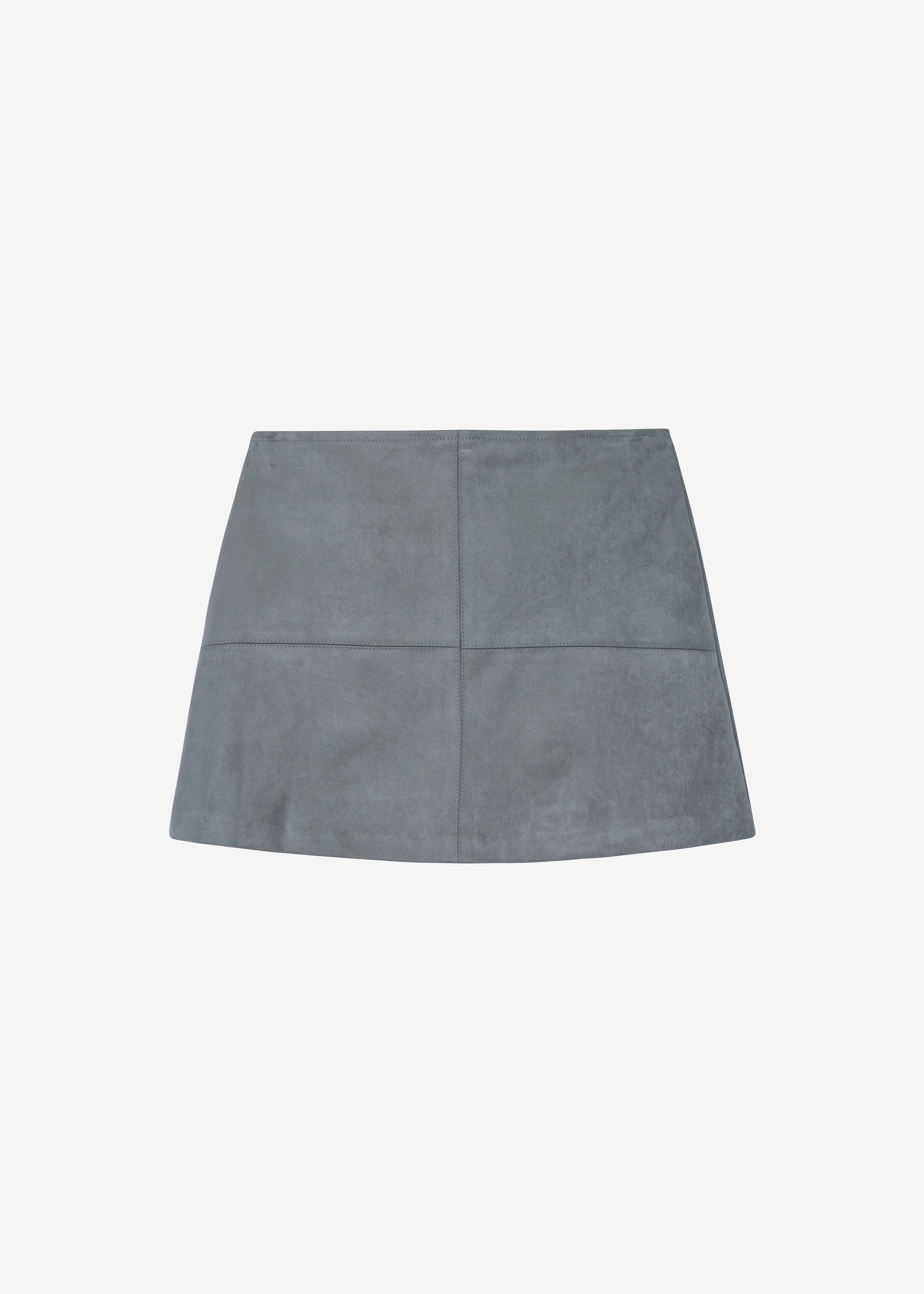 Regina Faux Suede Mini Skirt - Slate Grey - 10