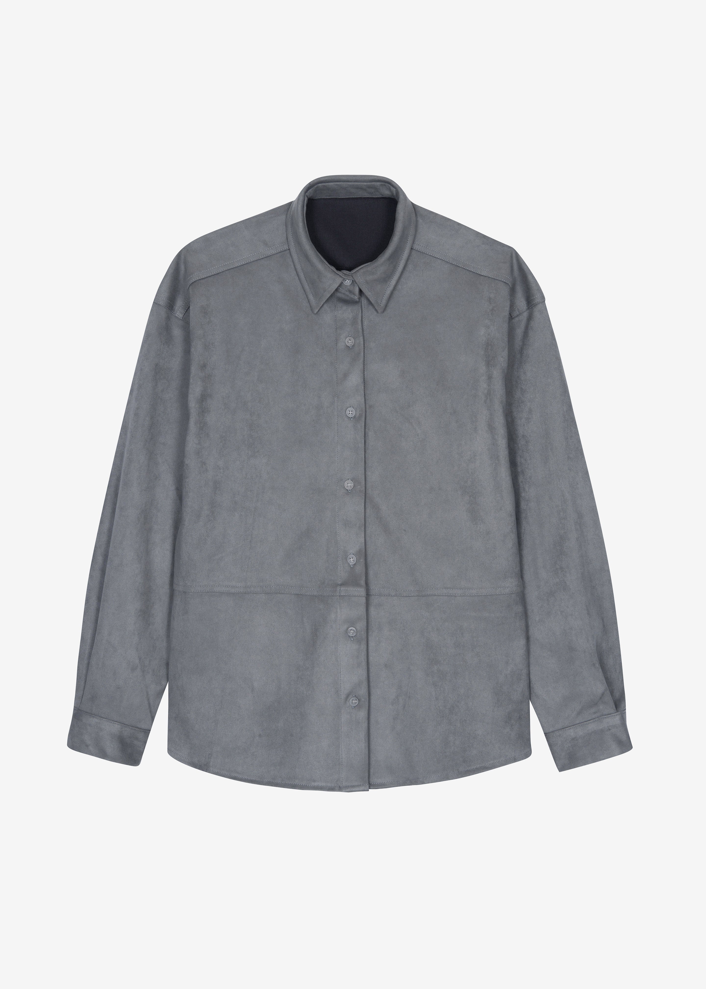 Regina Faux Suede Shirt - Slate Grey - 12