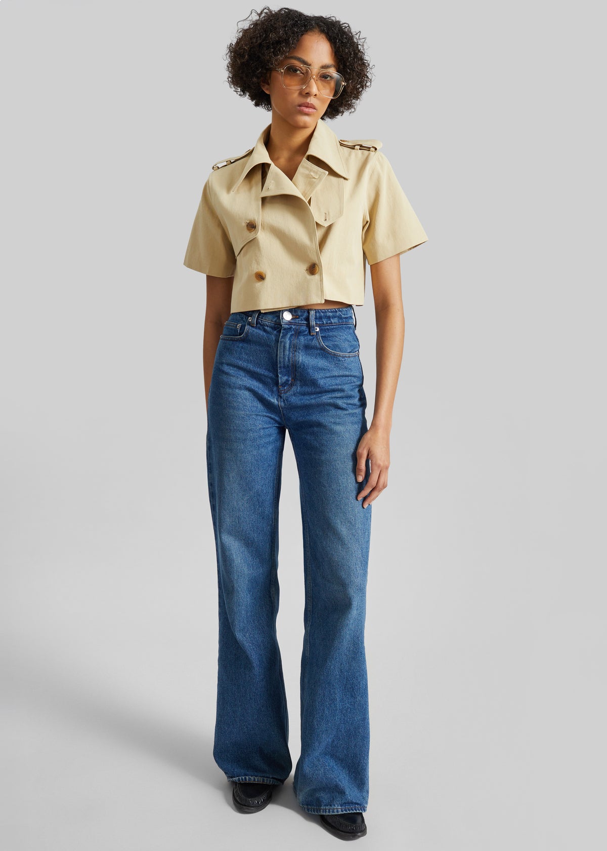 Reiti Cropped Trench Top - Beige - 2