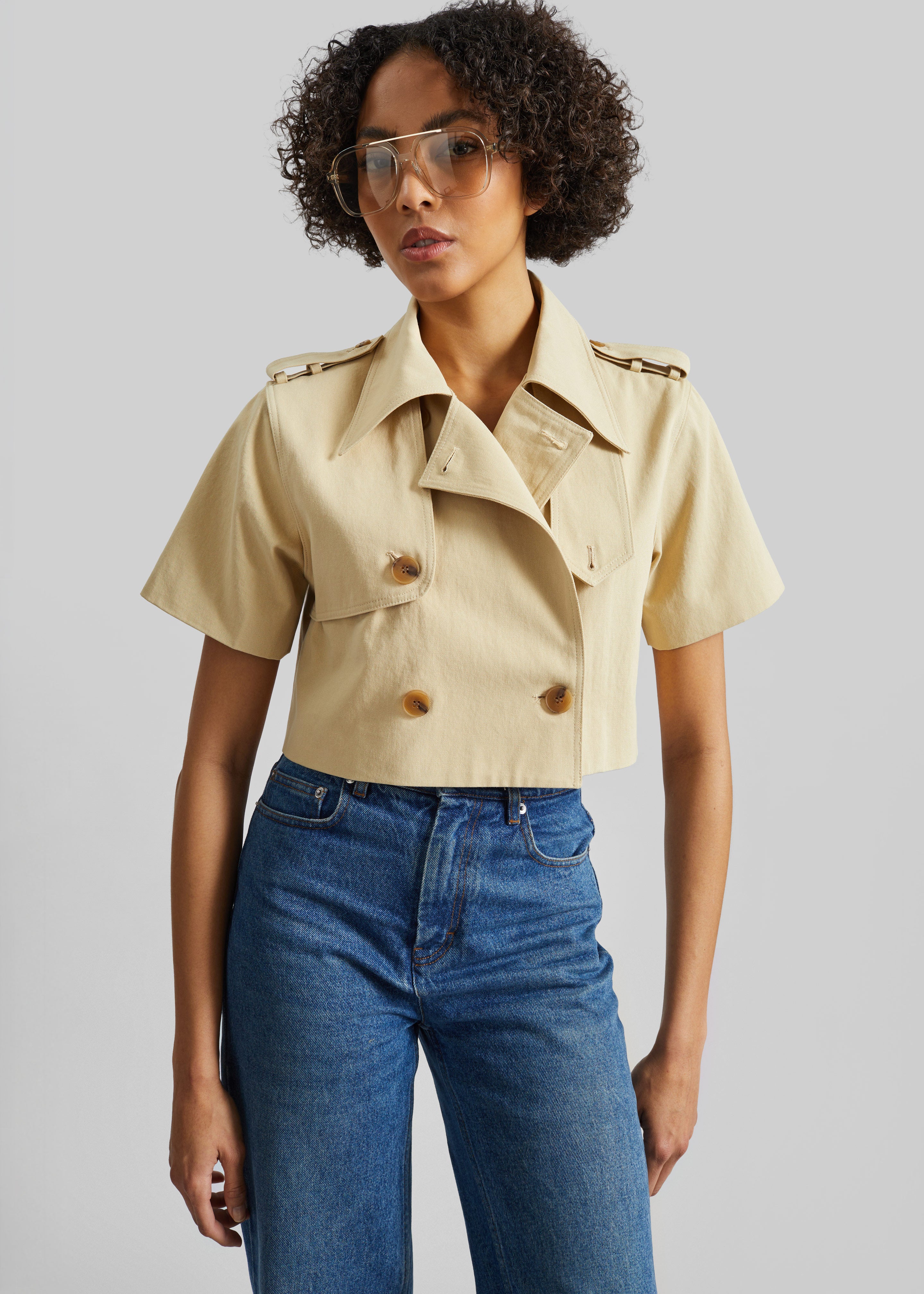 Reiti Cropped Trench Top - Beige - 4