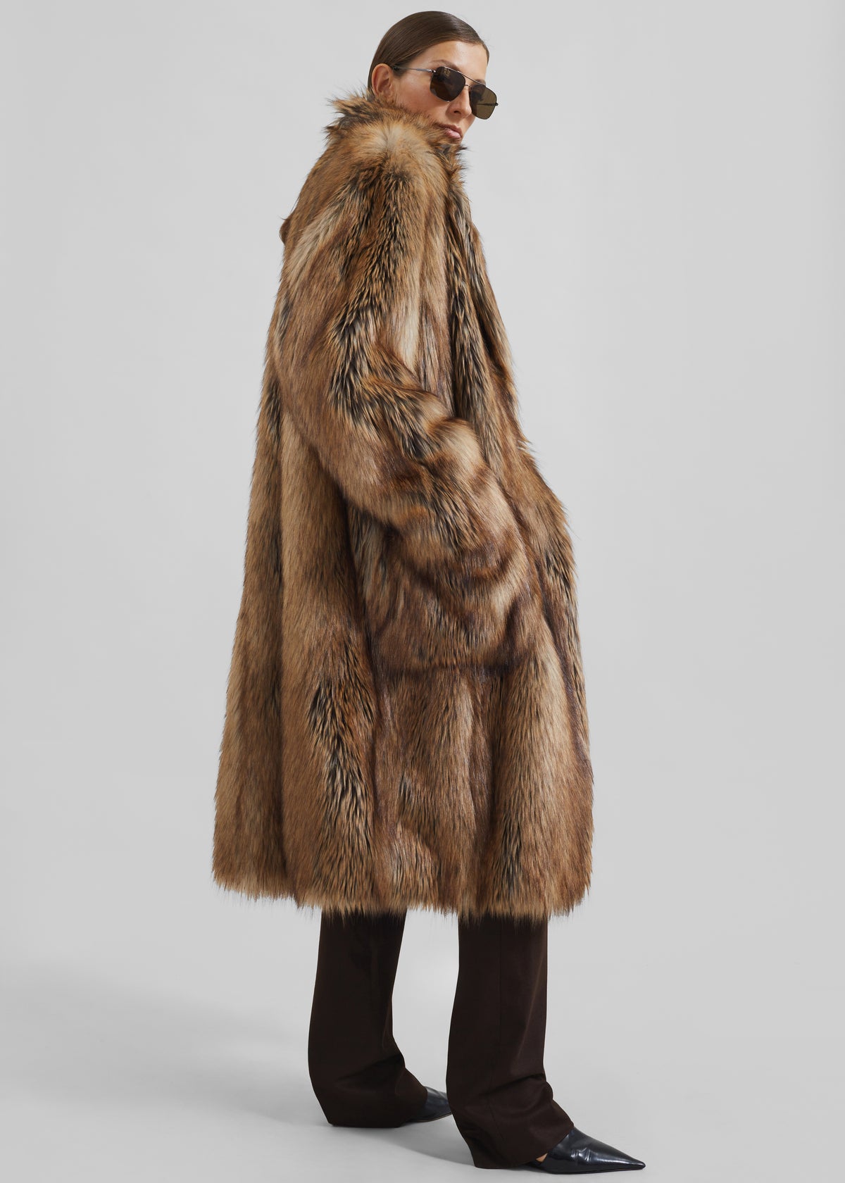 Rella Faux Fur Coat Camel – The Frankie Shop