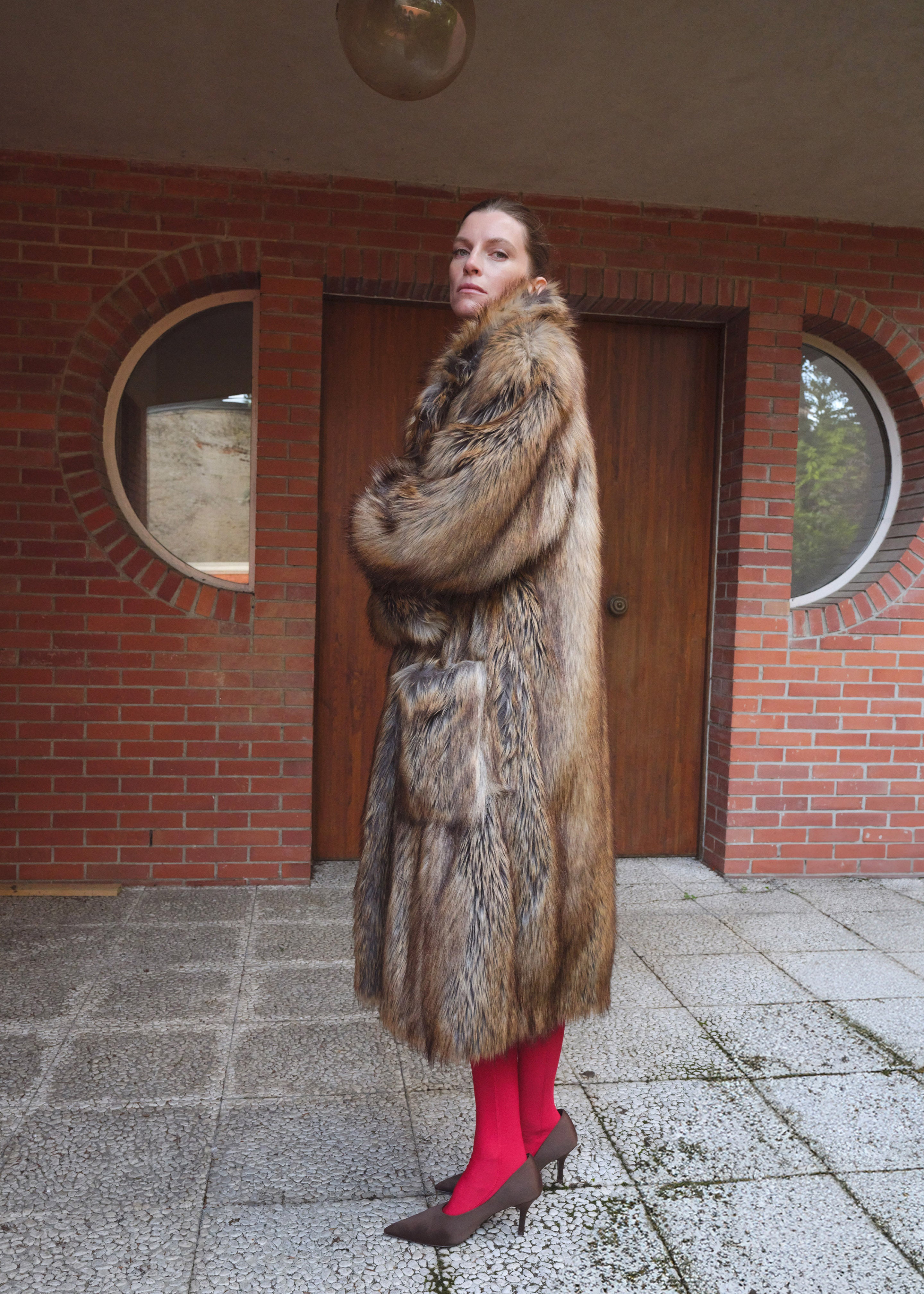 Rella Faux Fur Coat - Camel - 4