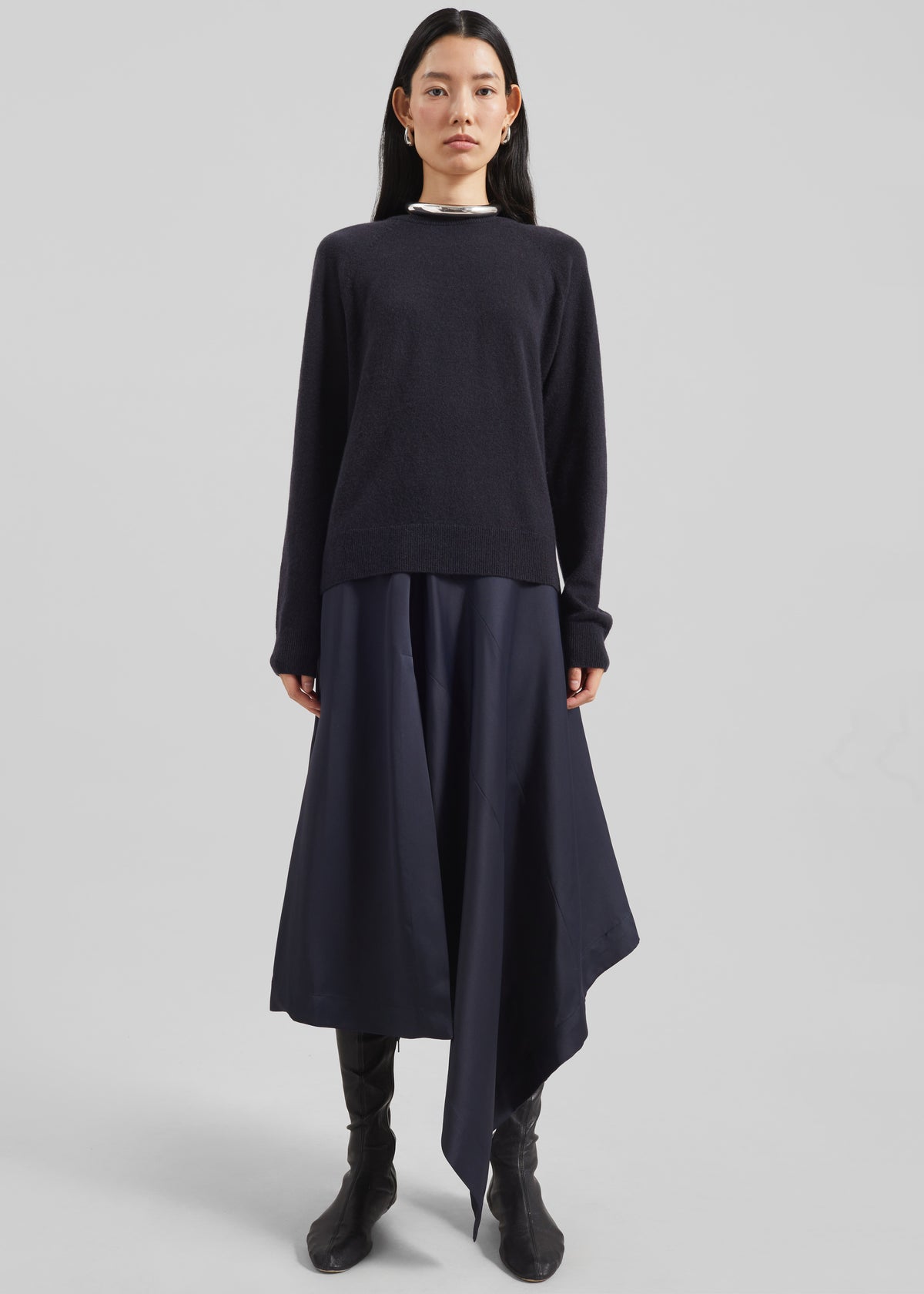 Remain Draped Skirt - Blue Graphite - 5