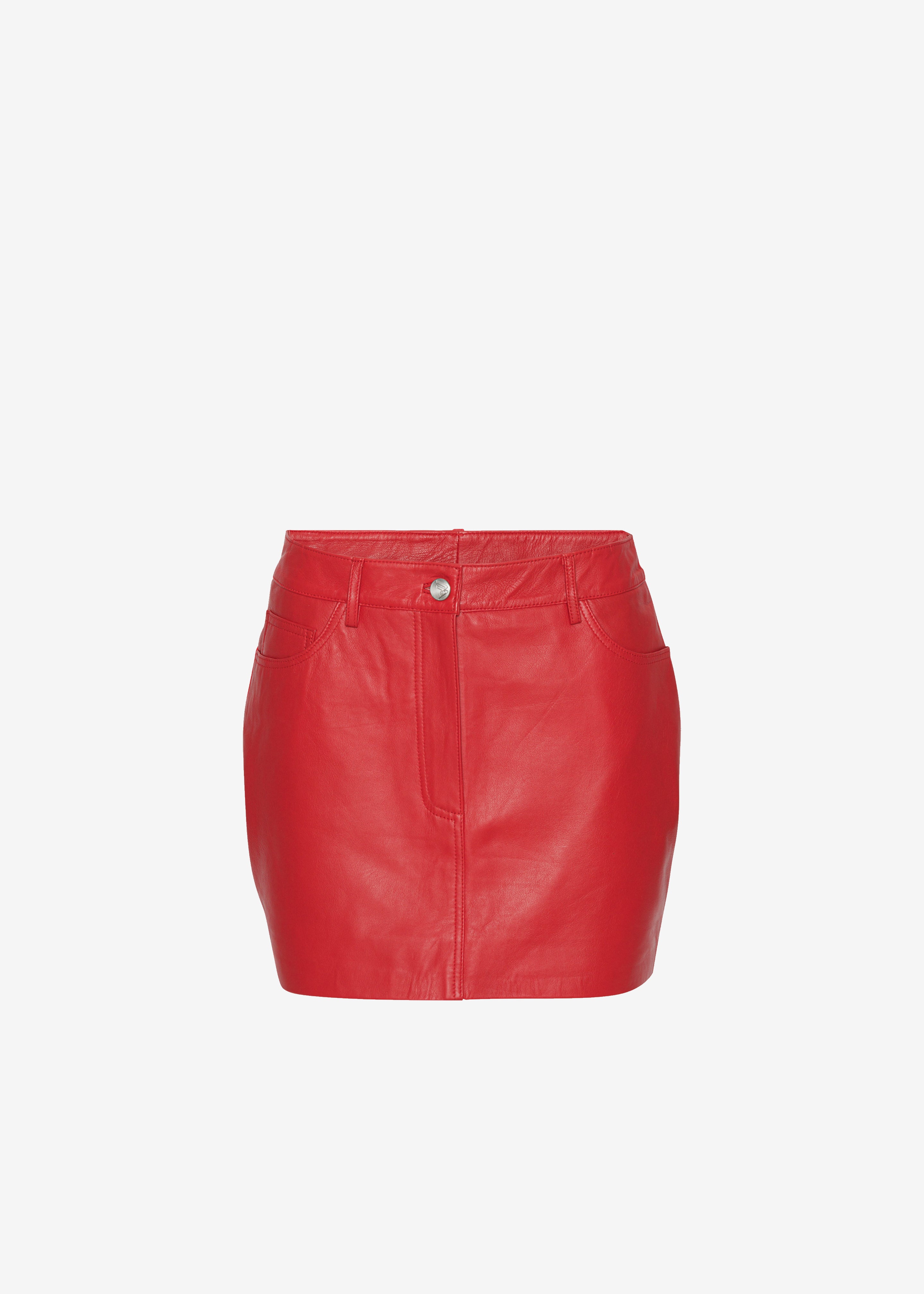 REMAIN Leather Mini Skirt - Chinese Red - 7