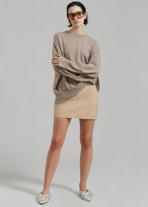 REMAIN Leather Mini Skirt - Incense Beige