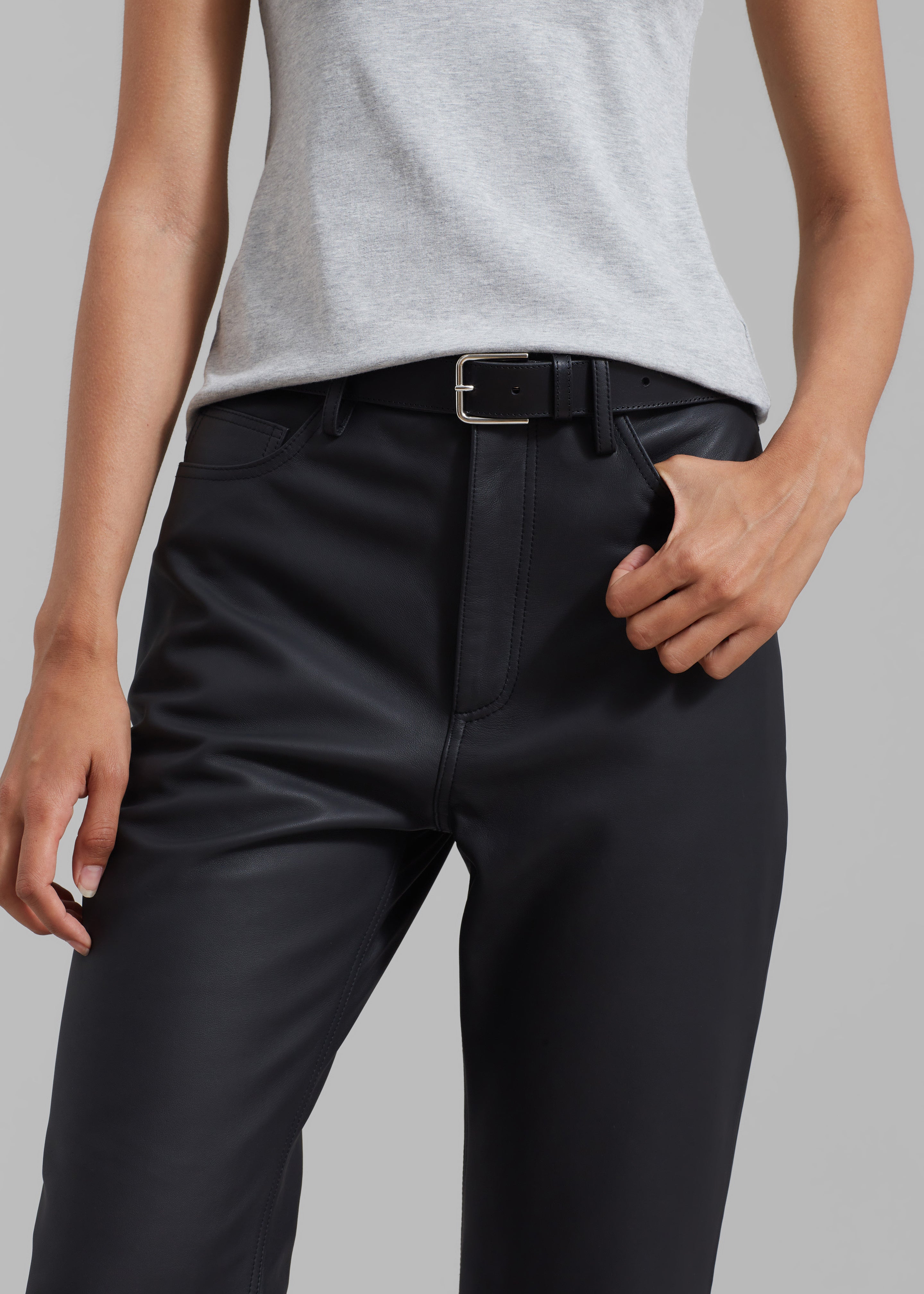 REMAIN Leather Straight Pants - Black - 3