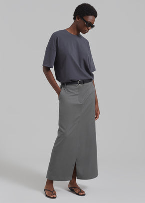 REMAIN Long Suiting Skirt - Dark Gull Gray