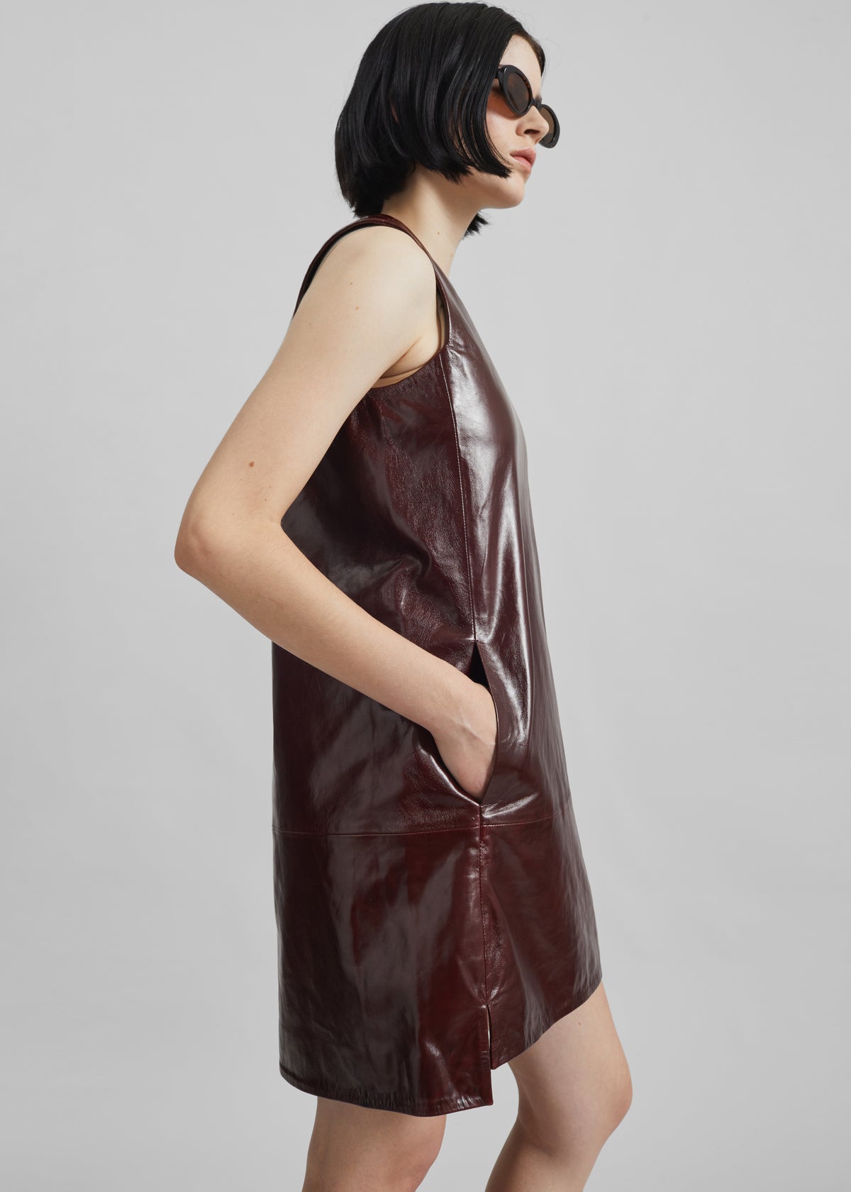 Remain Mini Leather Dress - Zinfandel - 4