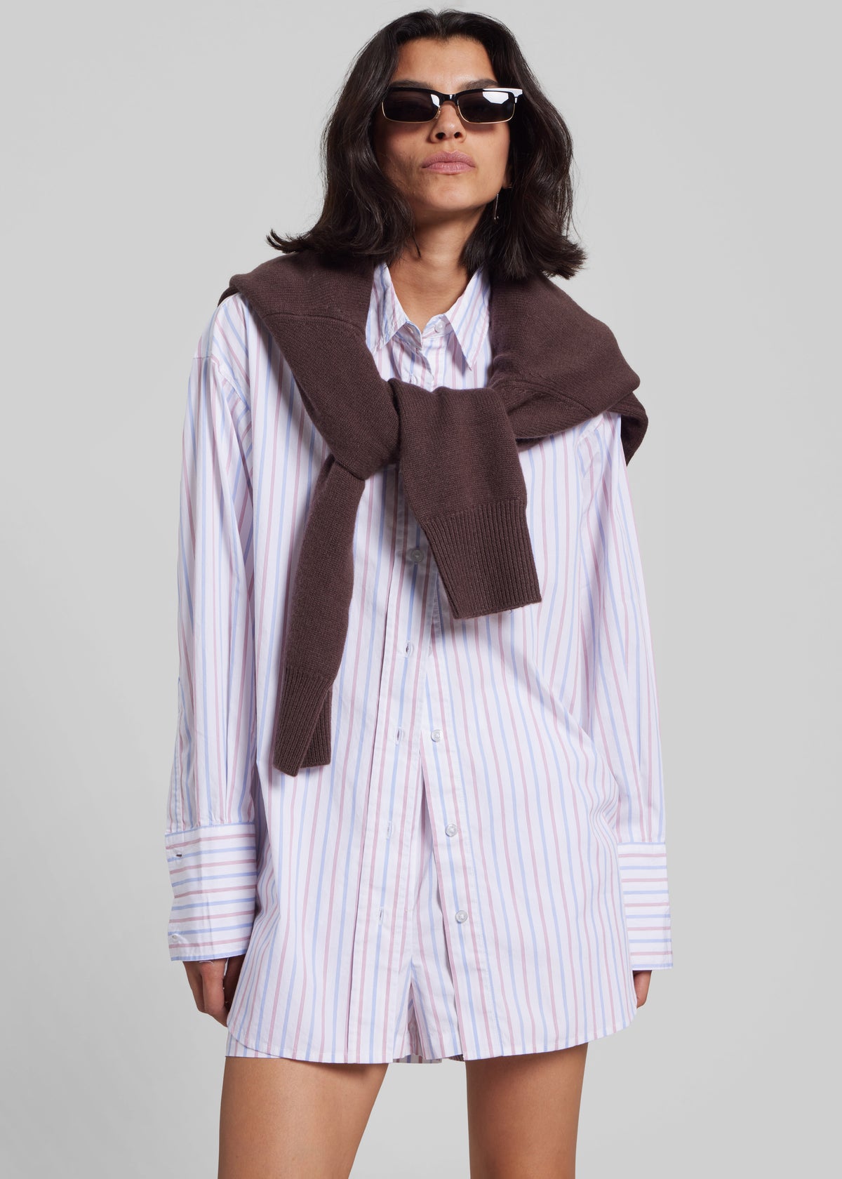 Remain Oversized Striped Shirt - Cloud Dancer Comb - 5
