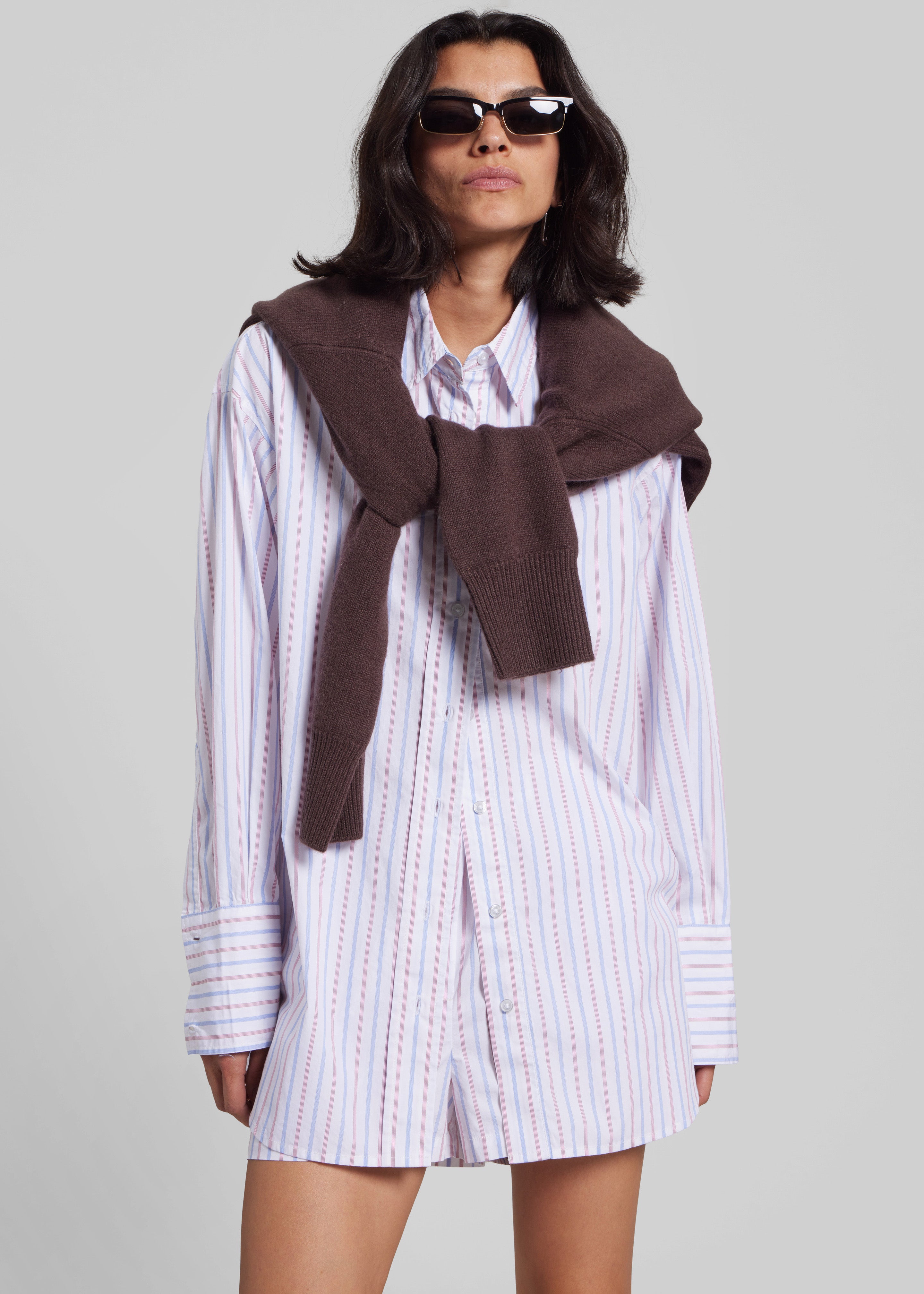Remain Oversized Striped Shirt - Cloud Dancer Comb - 5