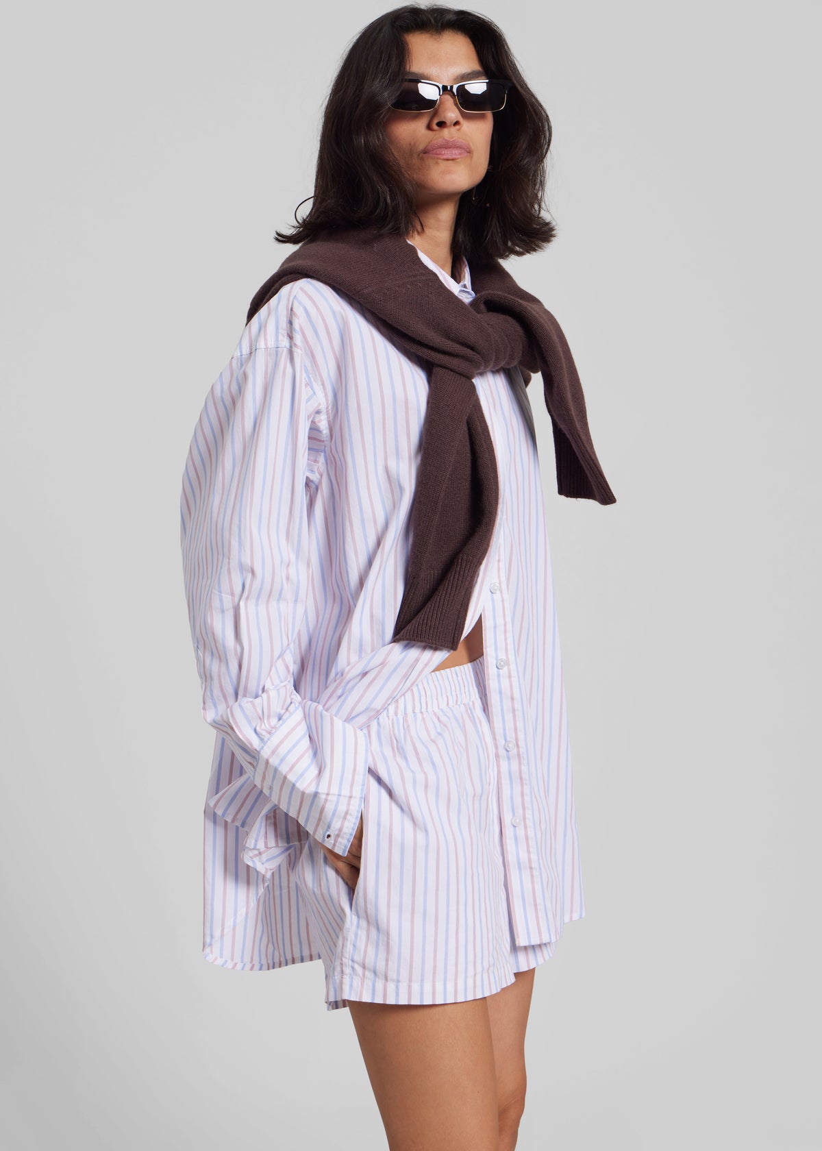 Remain Oversized Striped Shirt - Cloud Dancer Comb - 2