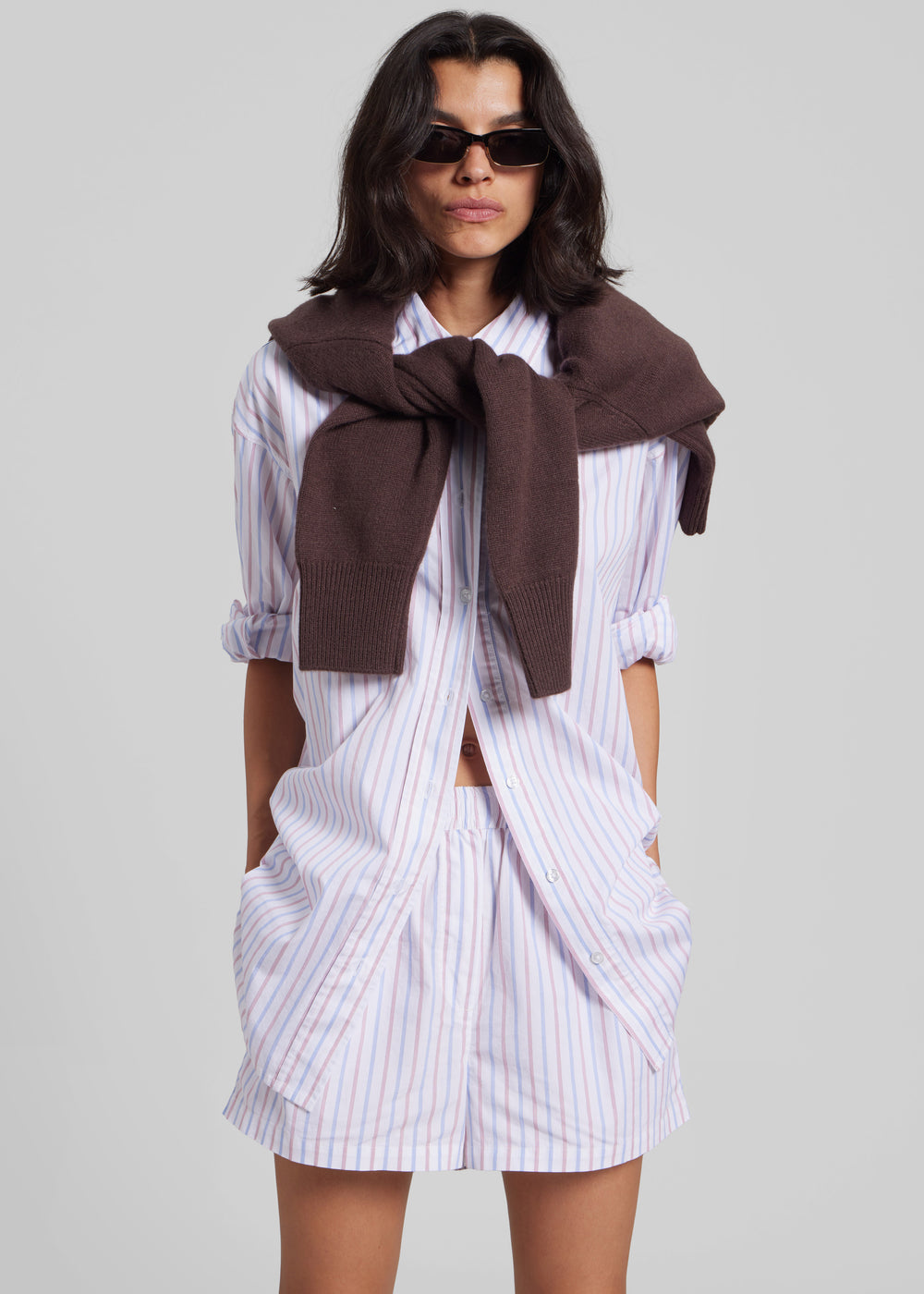 Remain Oversized Striped Shirt - Cloud Dancer Comb