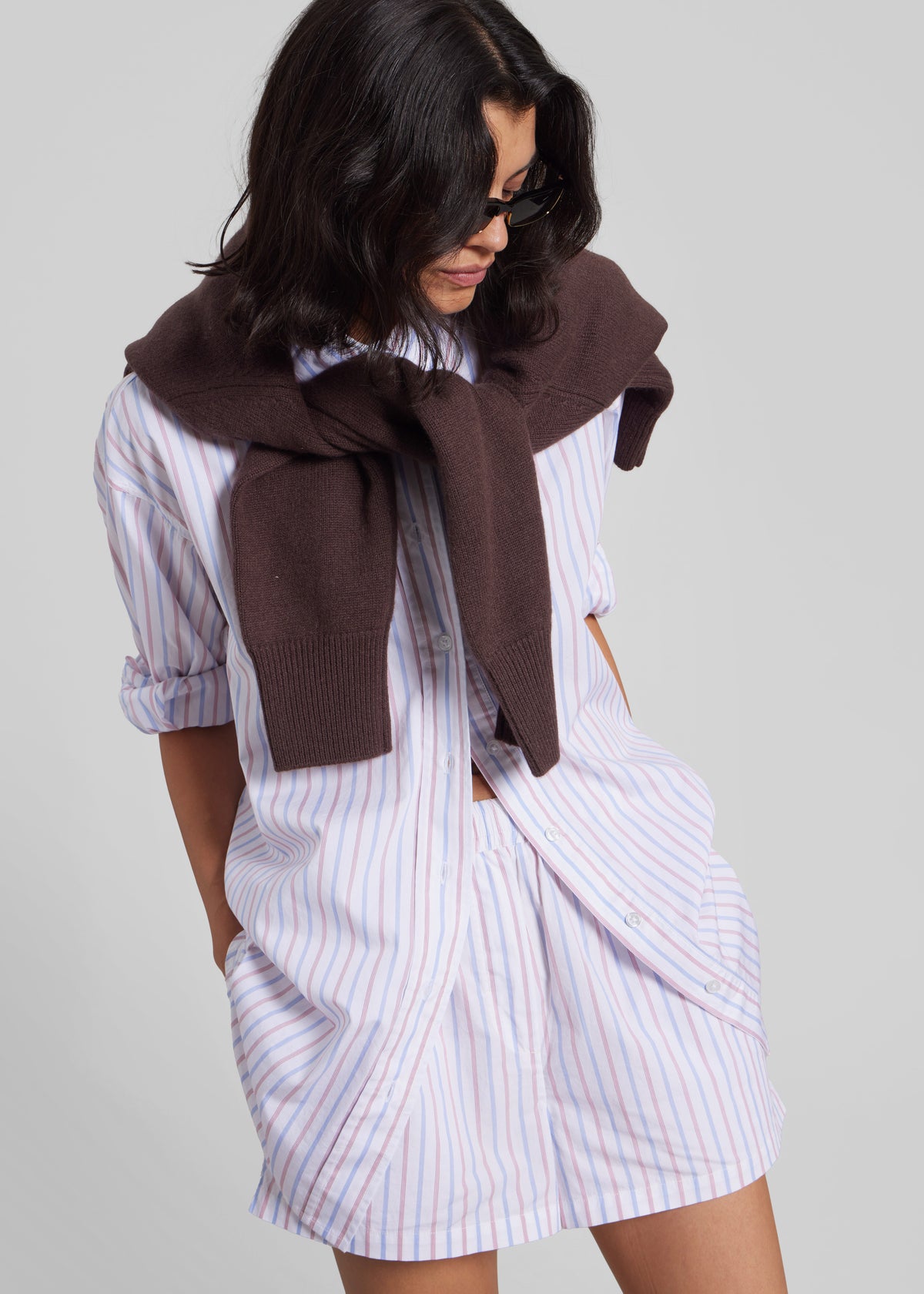 Remain Oversized Striped Shirt - Cloud Dancer Comb - 6