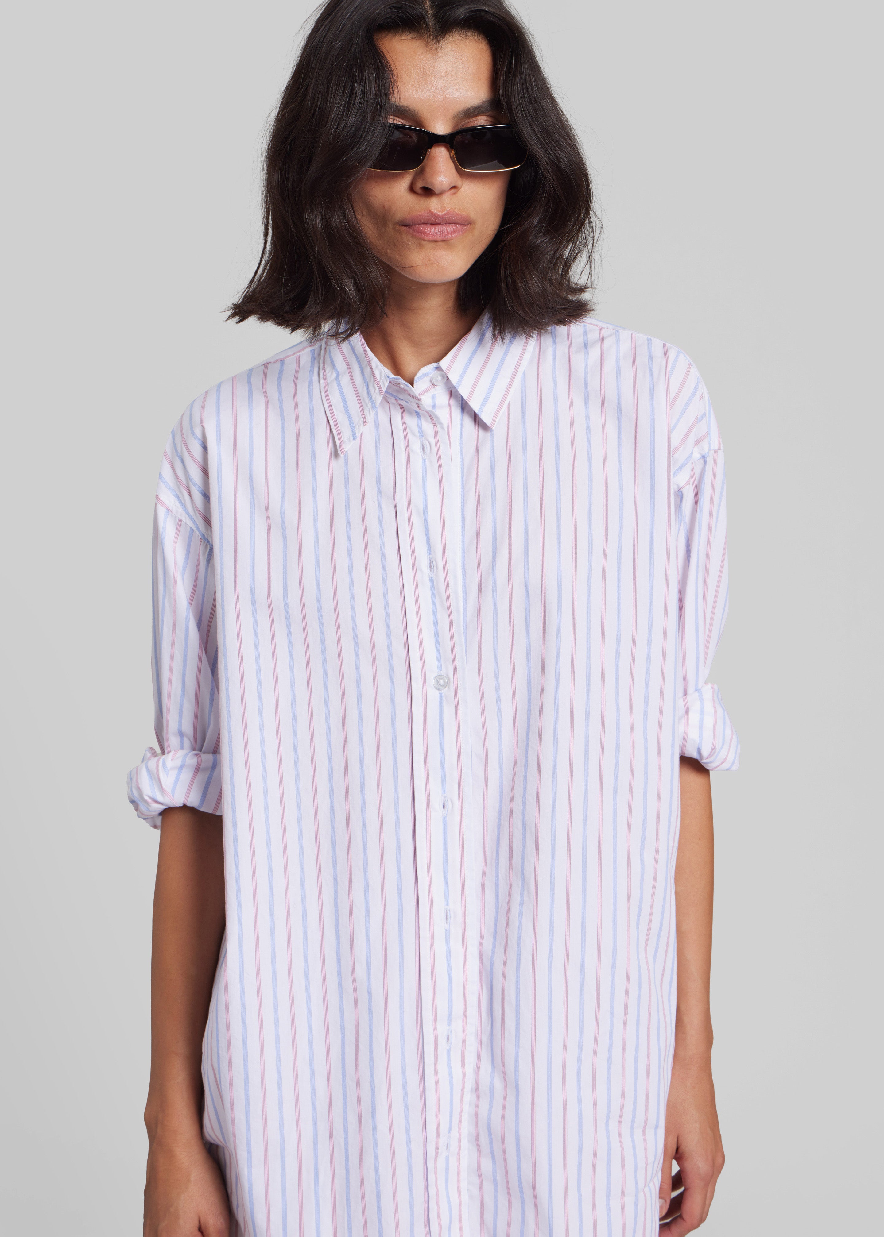 Remain Oversized Striped Shirt - Cloud Dancer Comb - 3