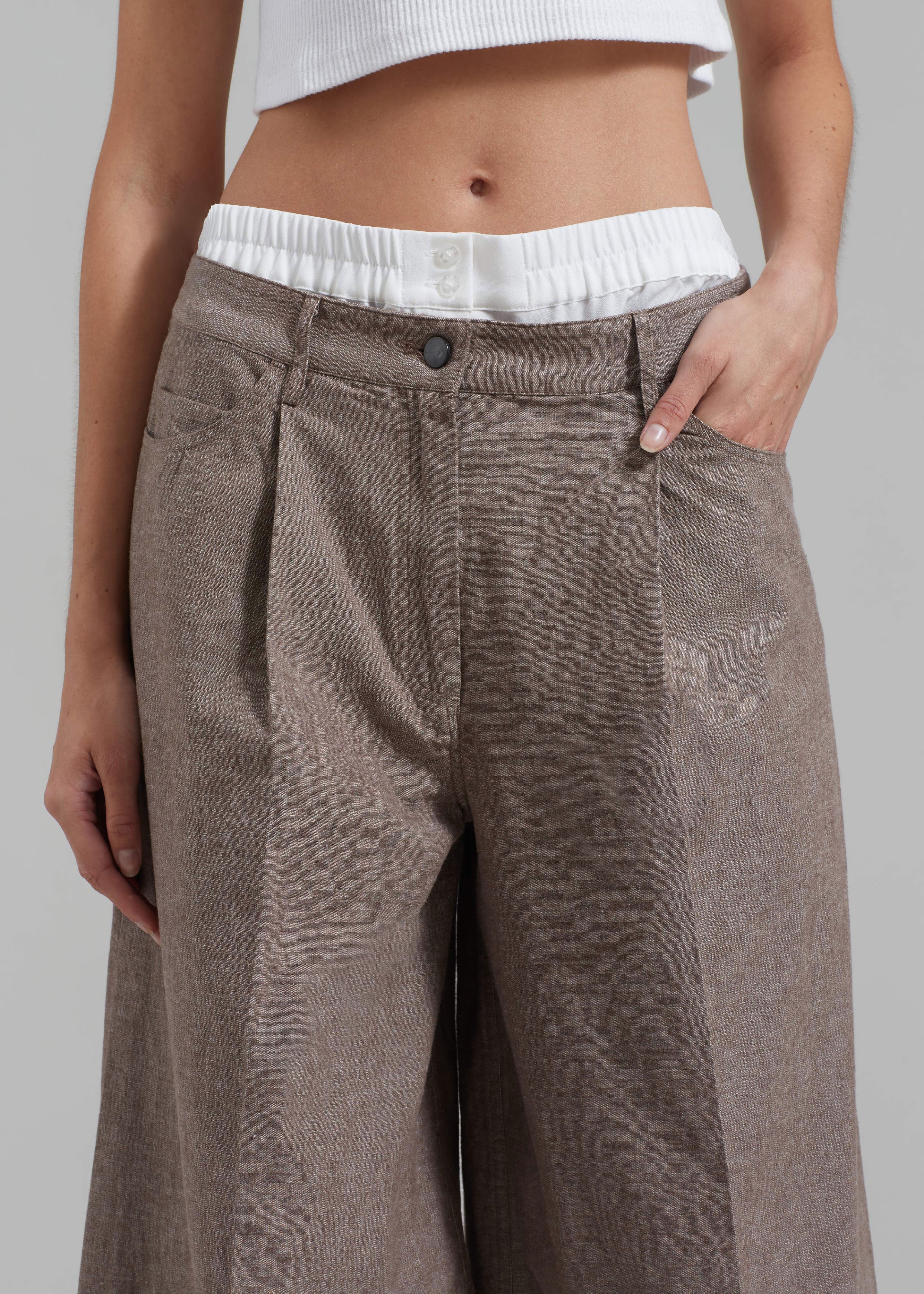 REMAIN Textured Wide Pants - Deep Taupe - 3