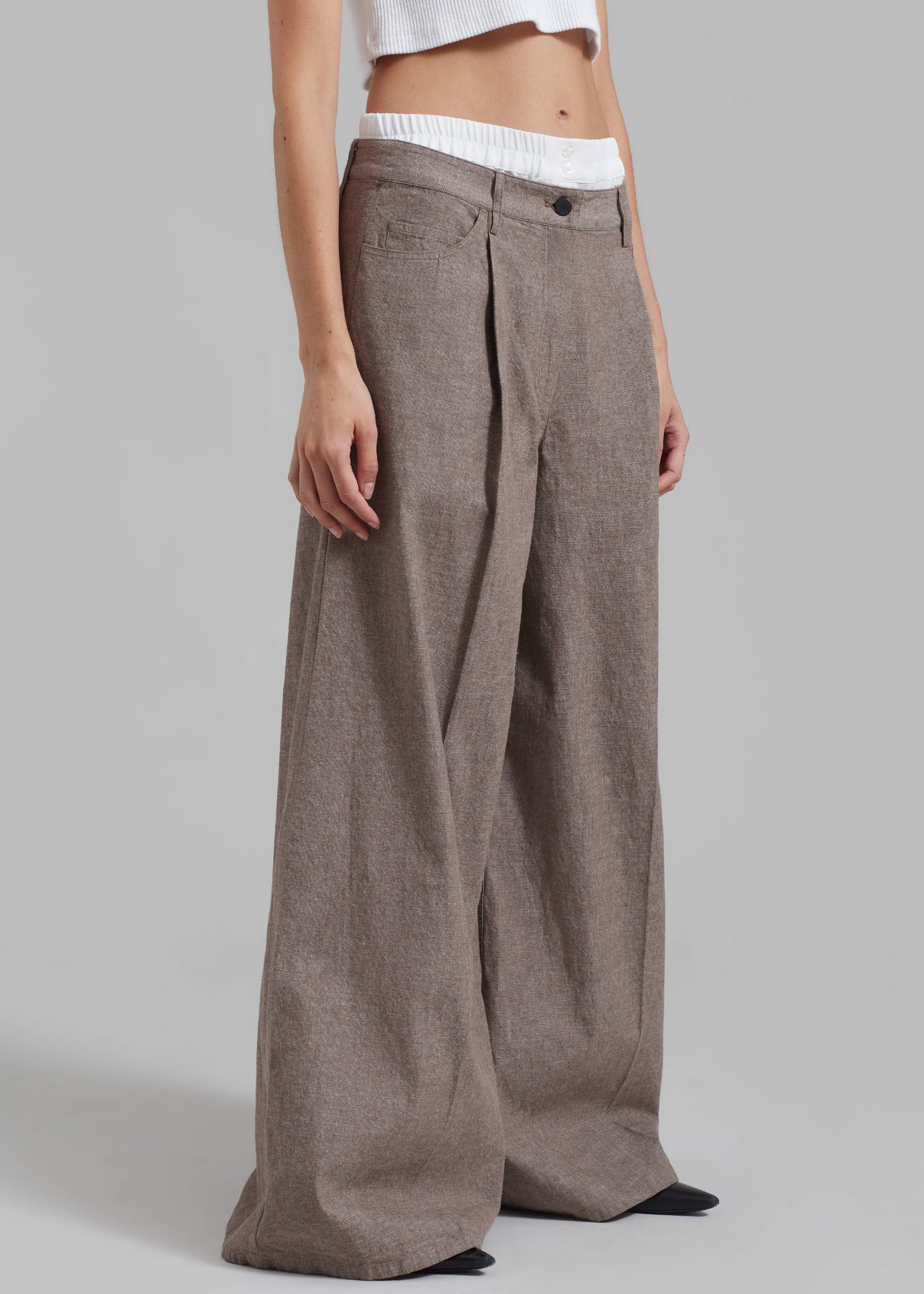 REMAIN Textured Wide Pants - Deep Taupe