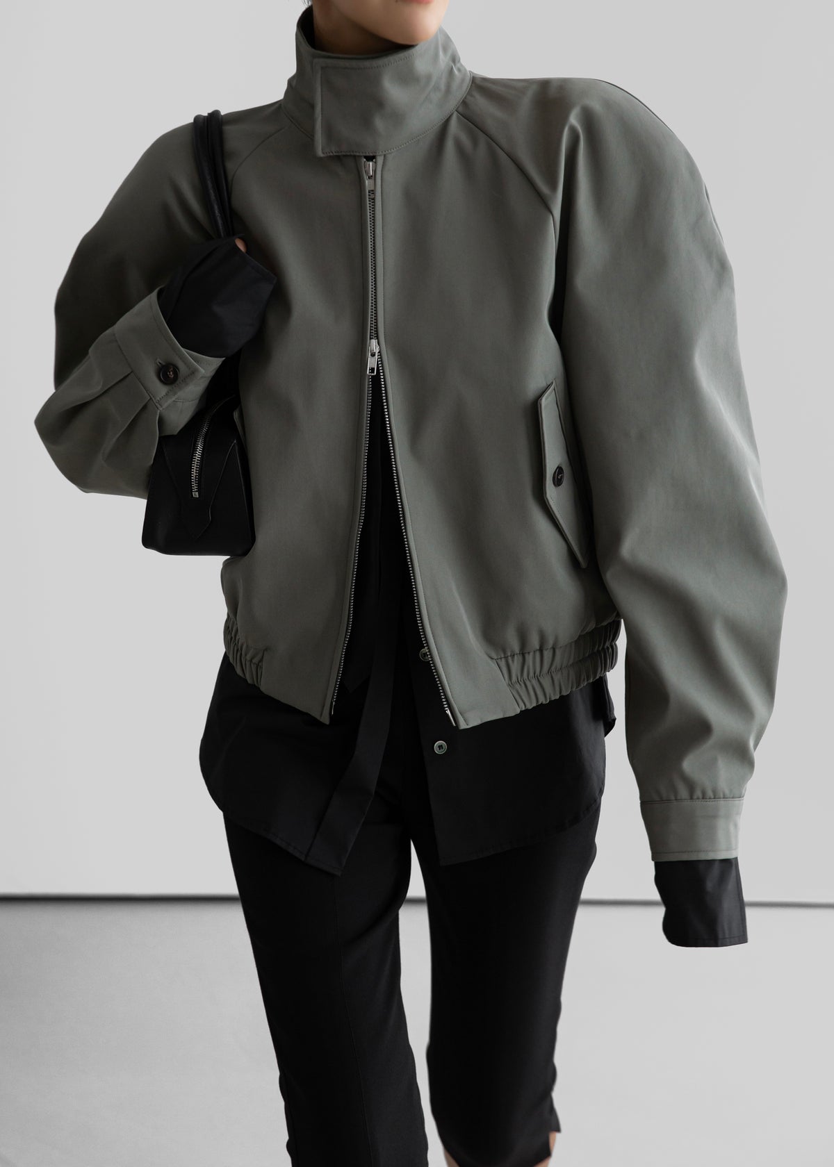 Rennes Curved Blouson Jacket - Sage - 4