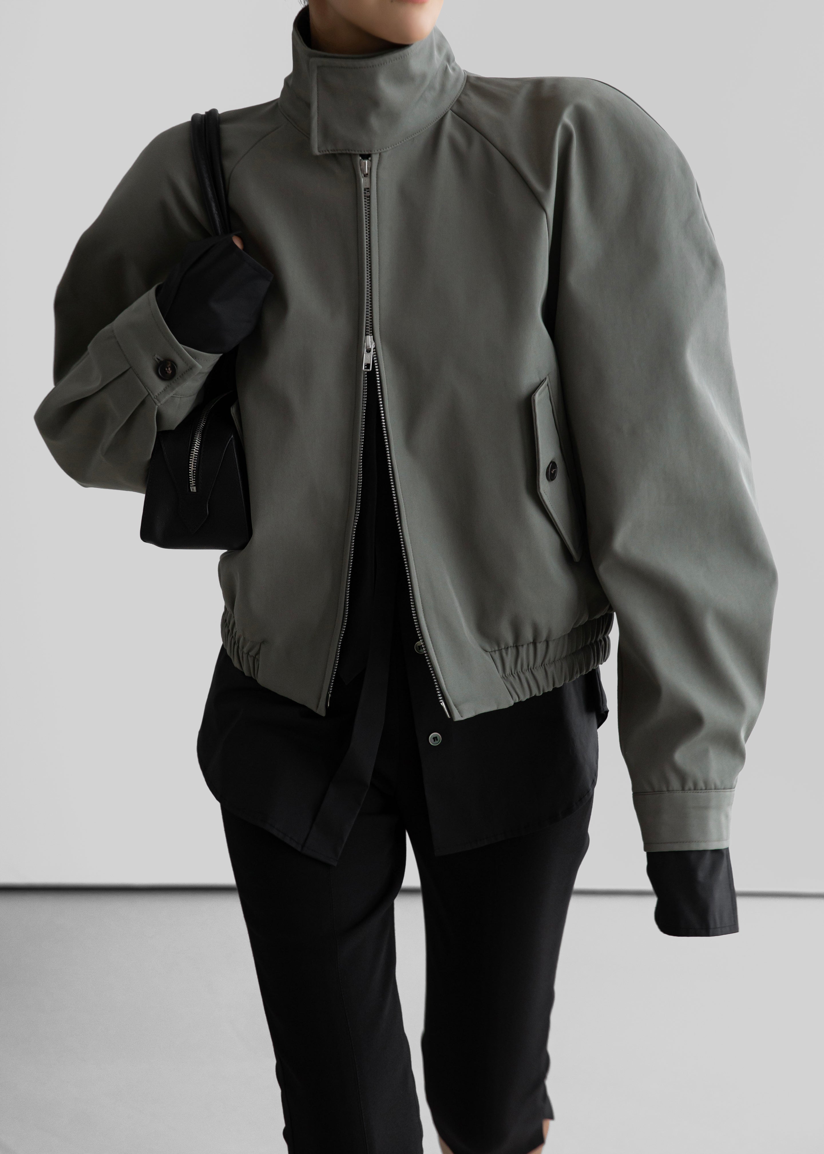Rennes Curved Blouson Jacket - Sage - 4