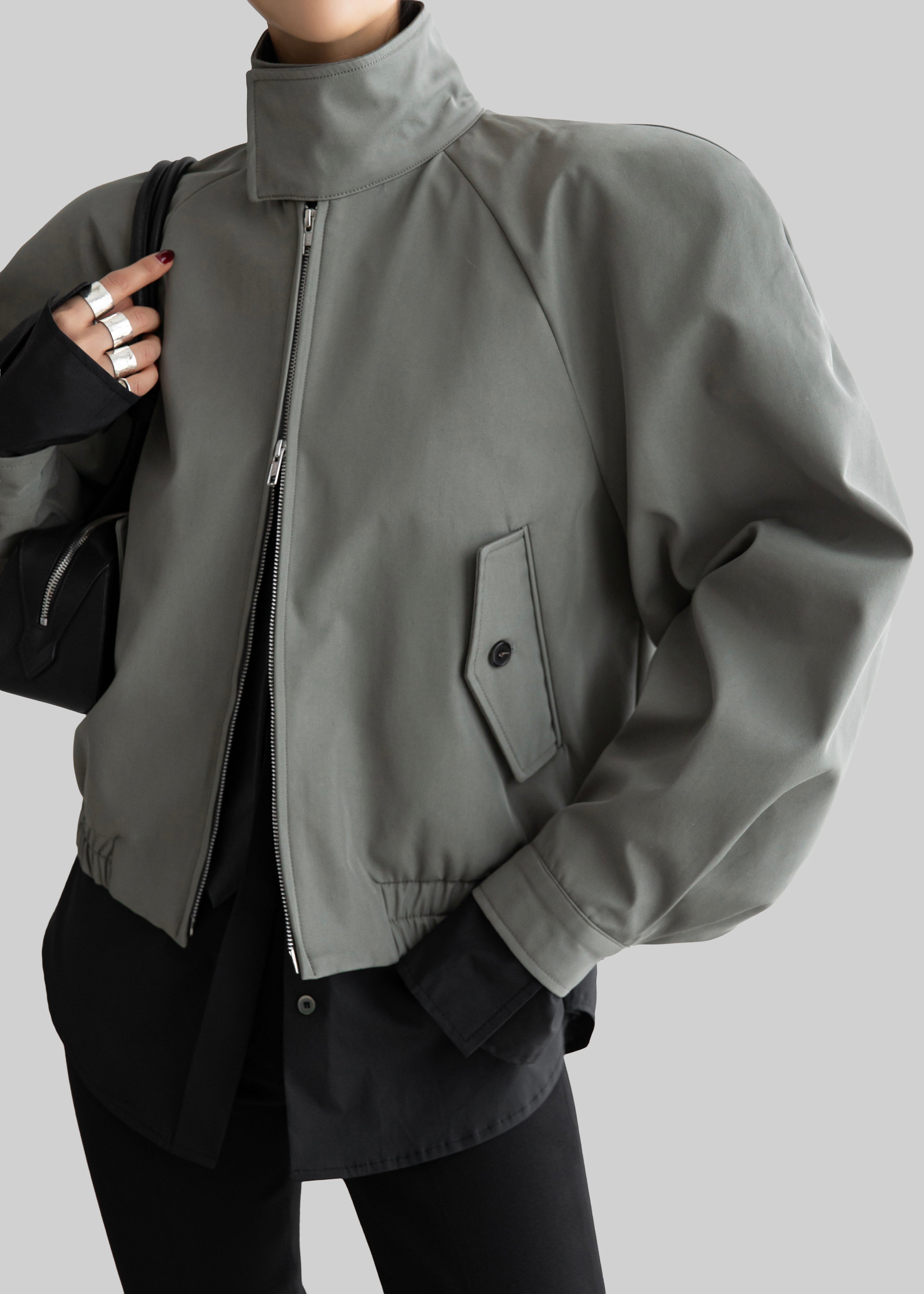 Rennes Curved Blouson Jacket - Sage - 6