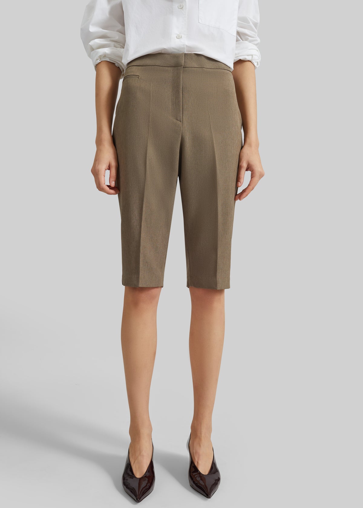 Reva Tailored Bermuda Shorts - Dark Taupe - 3