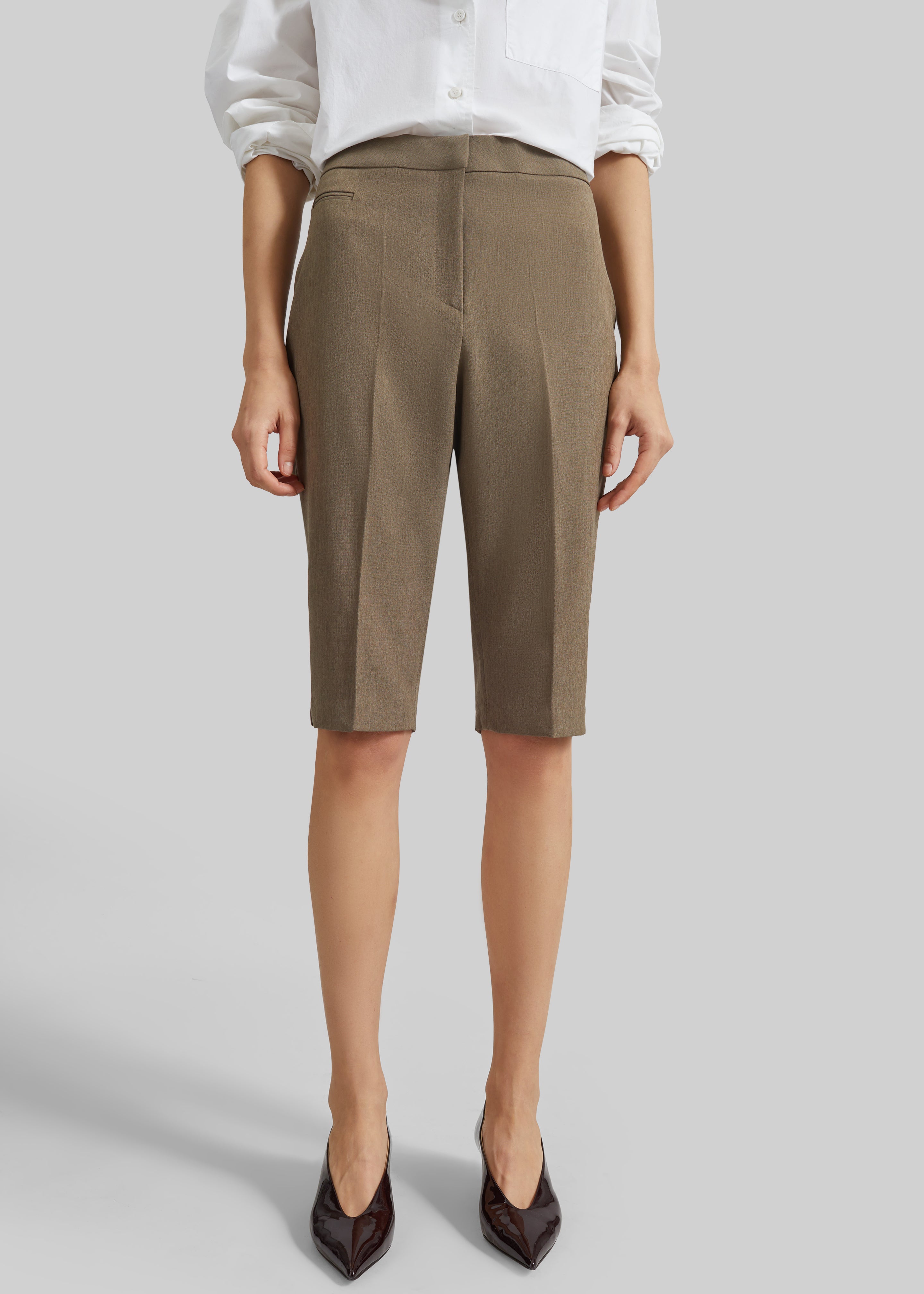 Reva Tailored Bermuda Shorts - Dark Taupe - 3