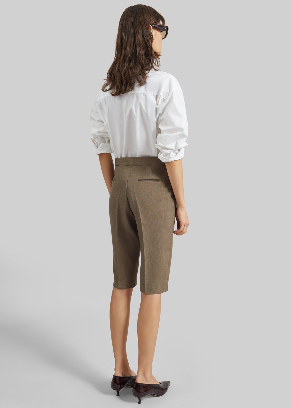 Reva Tailored Bermuda Shorts - Dark Taupe - 6
