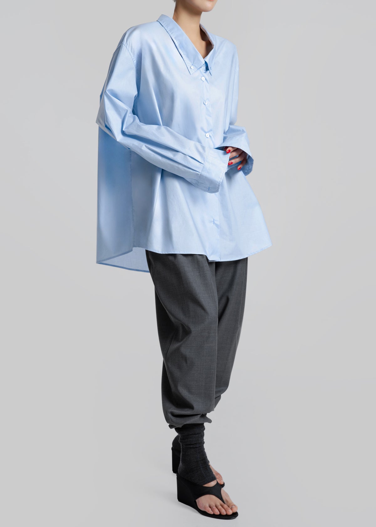 Revel Poplin Oversized Shirt - Sky Blue - 8