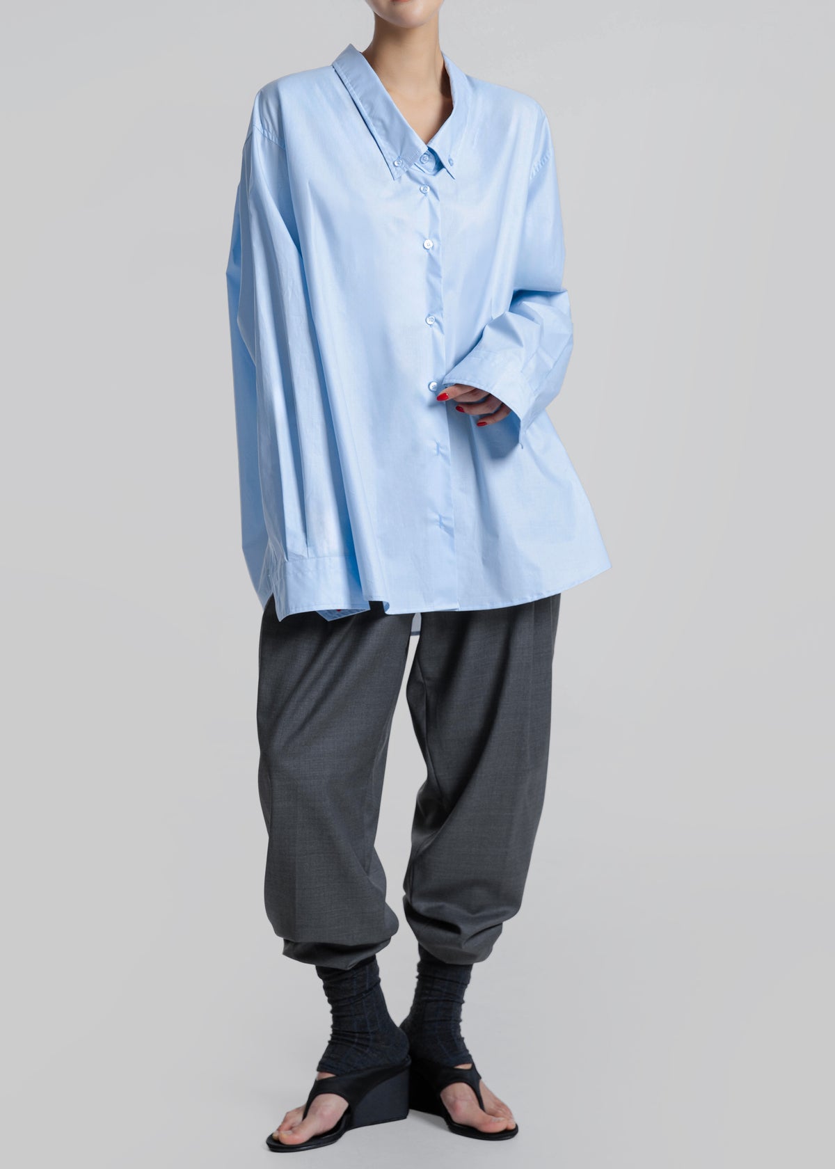 Revel Poplin Oversized Shirt - Sky Blue - 5