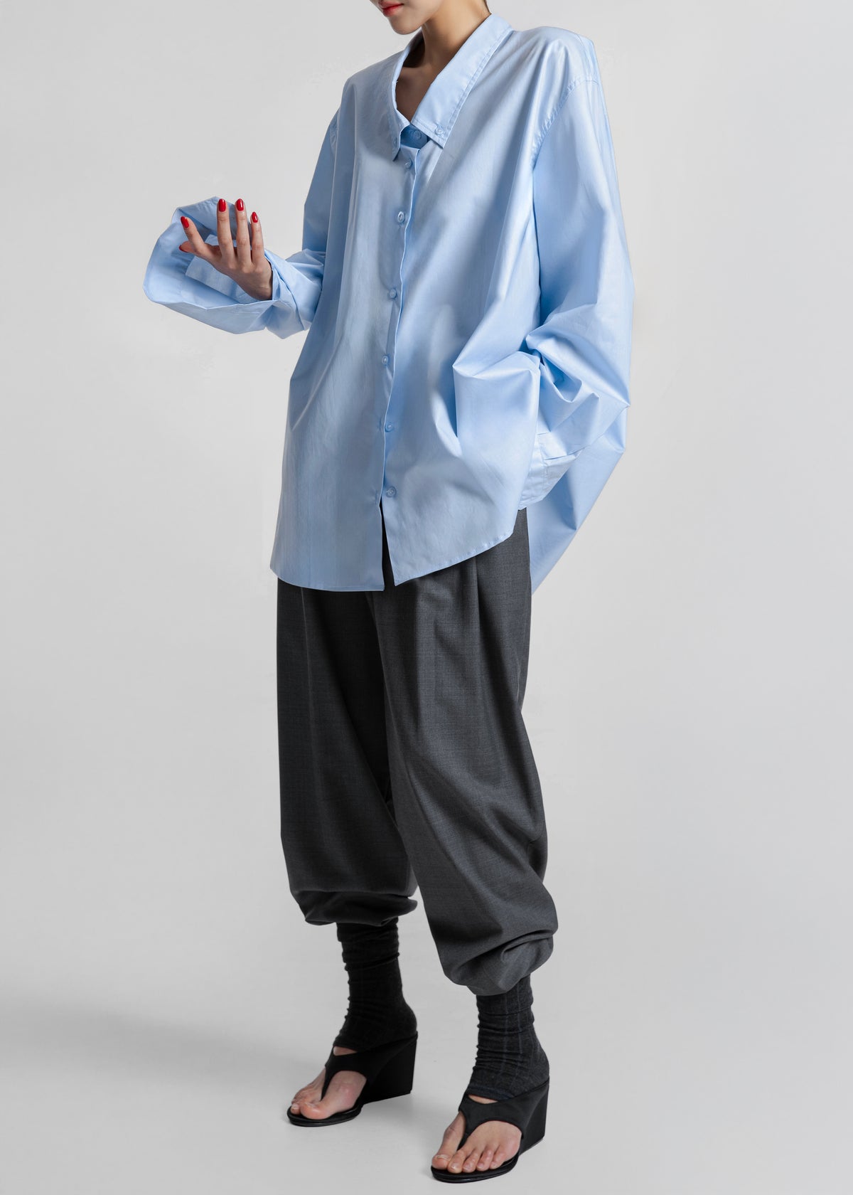 Revel Poplin Oversized Shirt - Sky Blue - 2