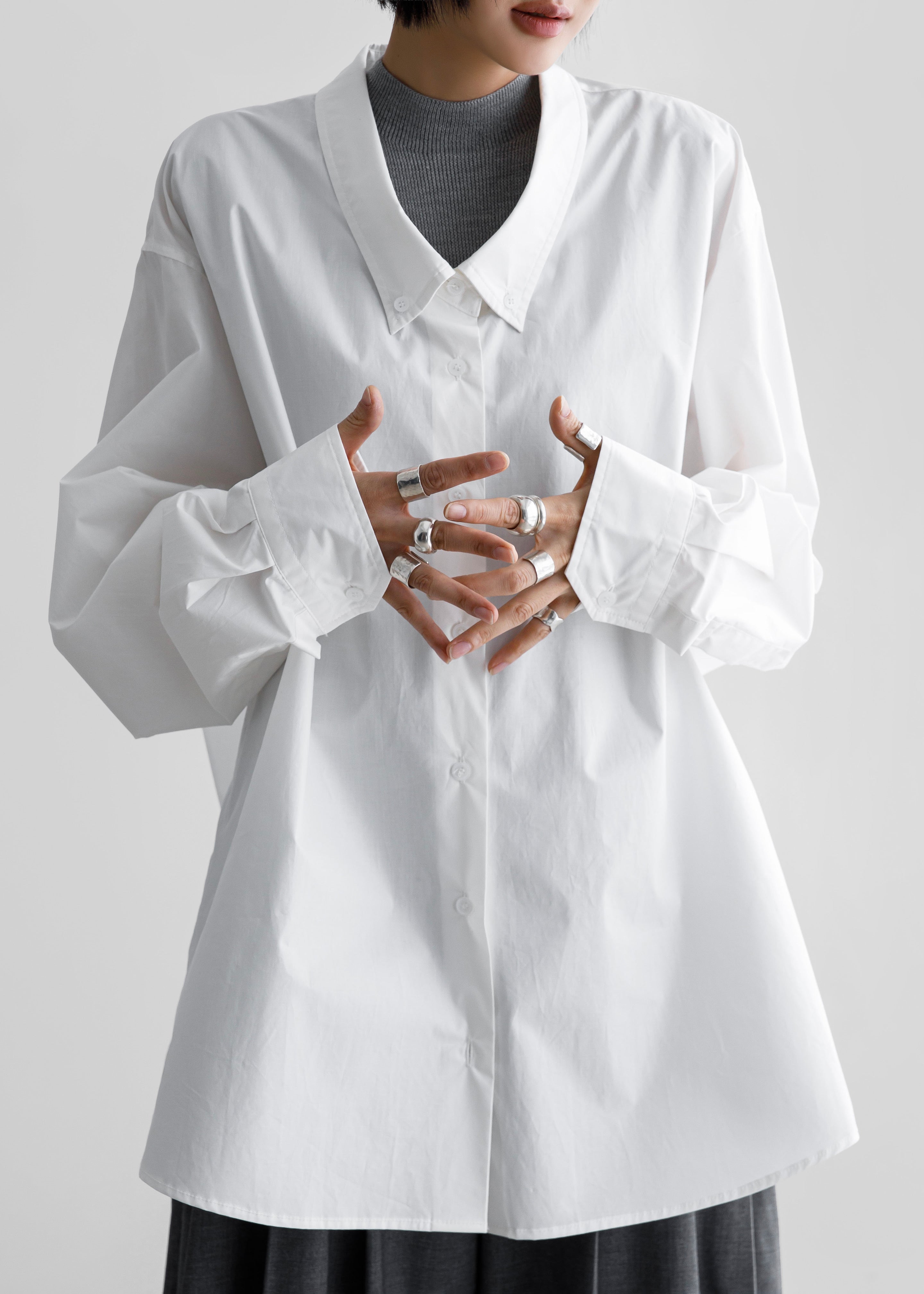 Revel Poplin Oversized Shirt - White - 1