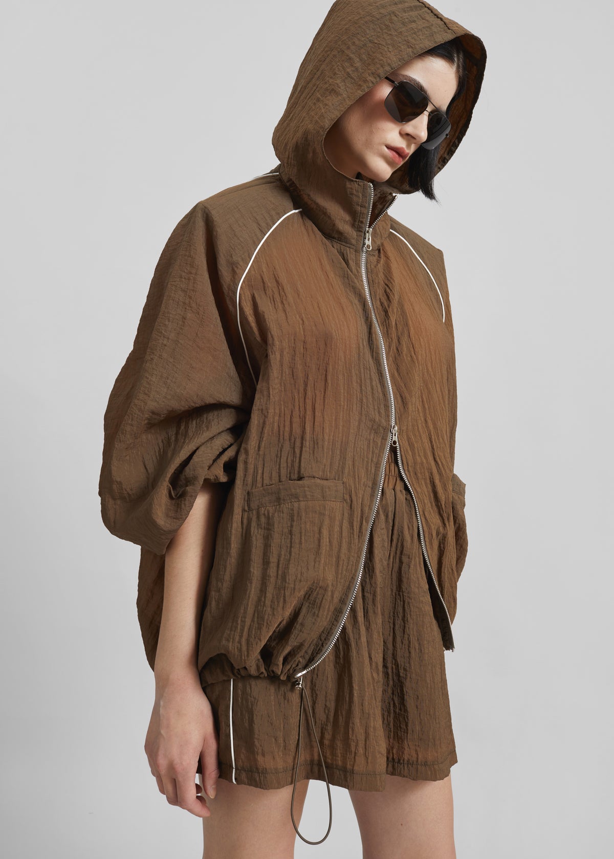 Rewa Padded Sheer Jacket - Brown - 7