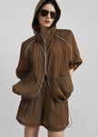 Rewa Padded Sheer Jacket - Brown