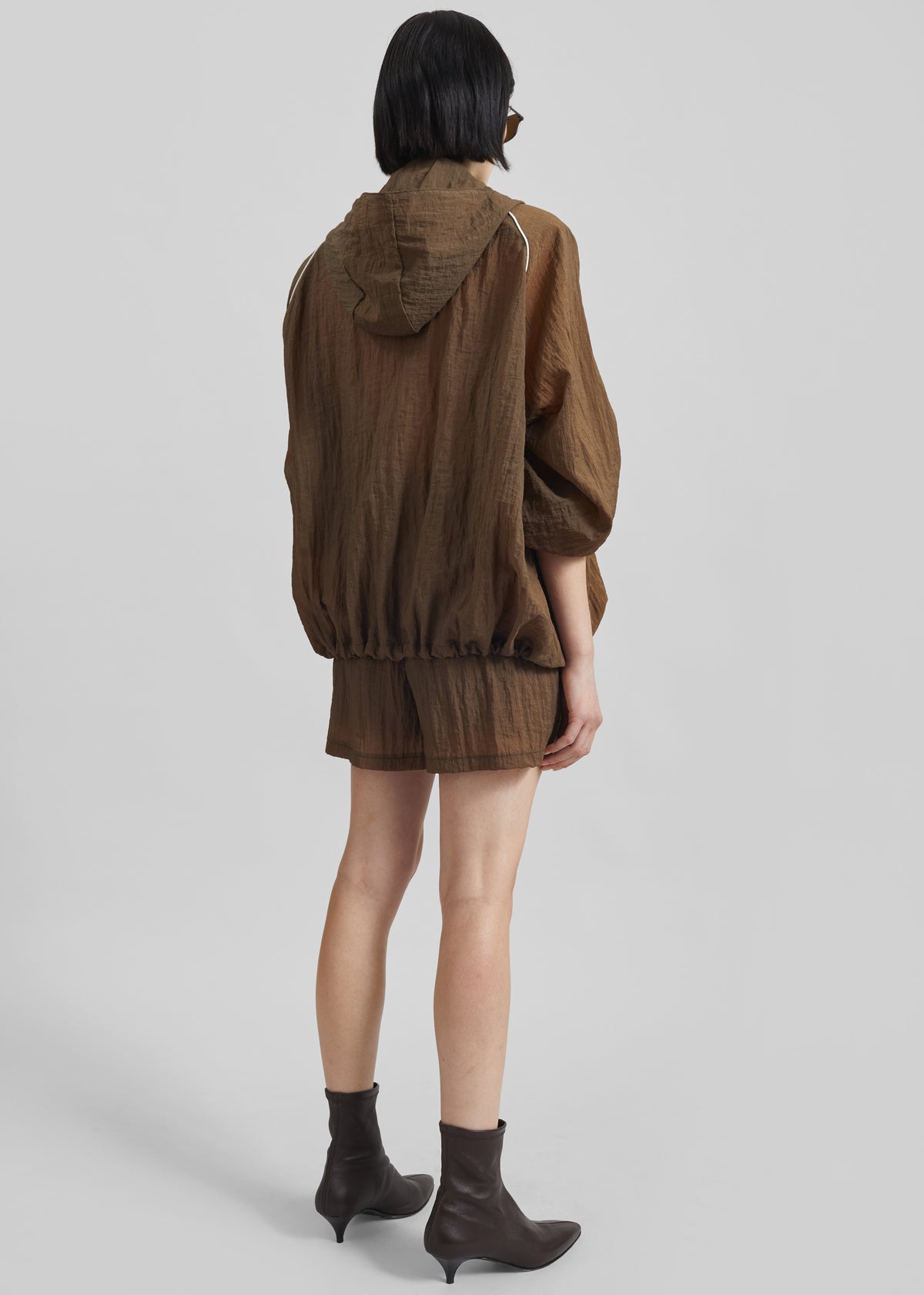 Rewa Padded Sheer Jacket - Brown - 9