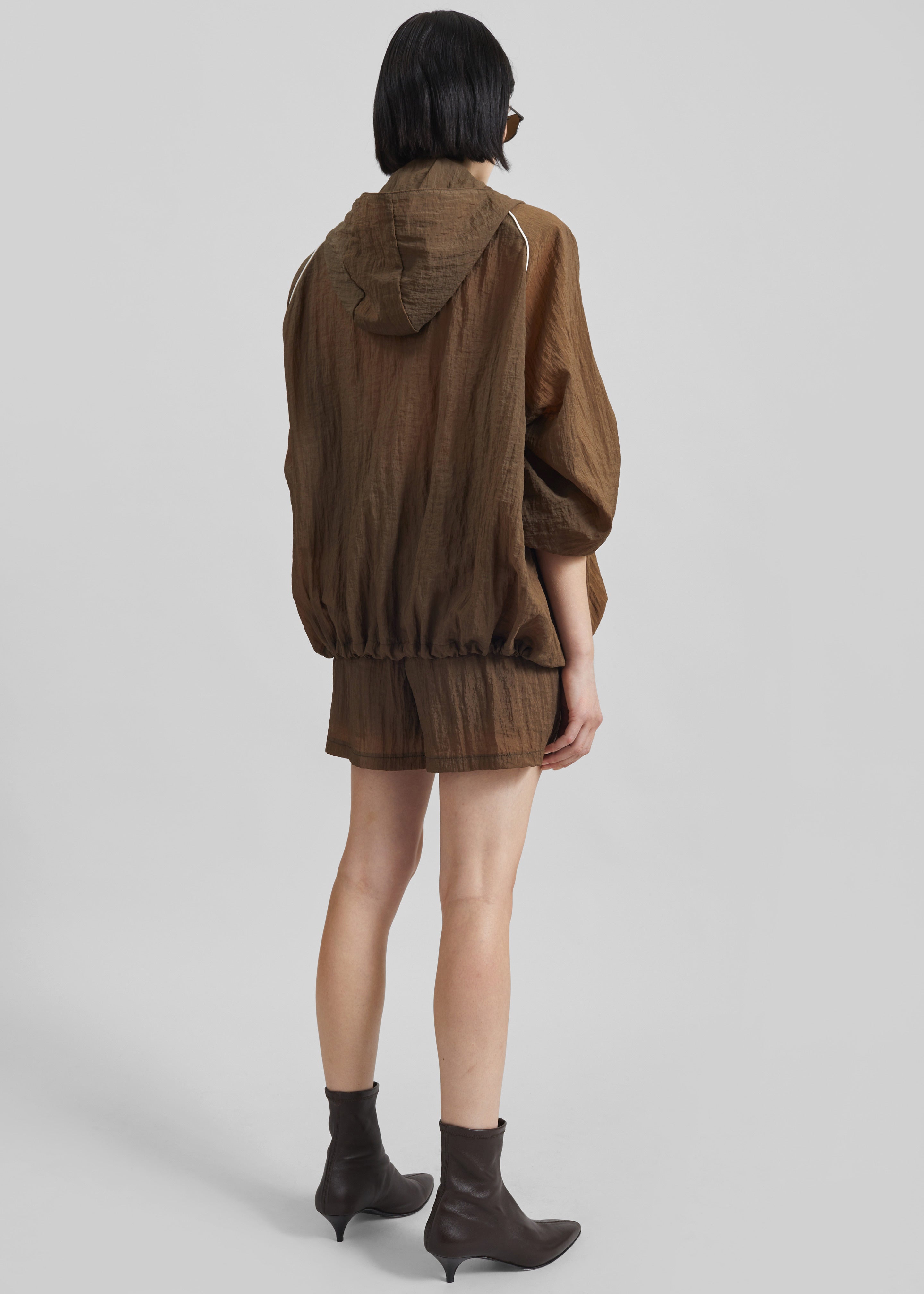 Rewa Padded Sheer Jacket - Brown - 9
