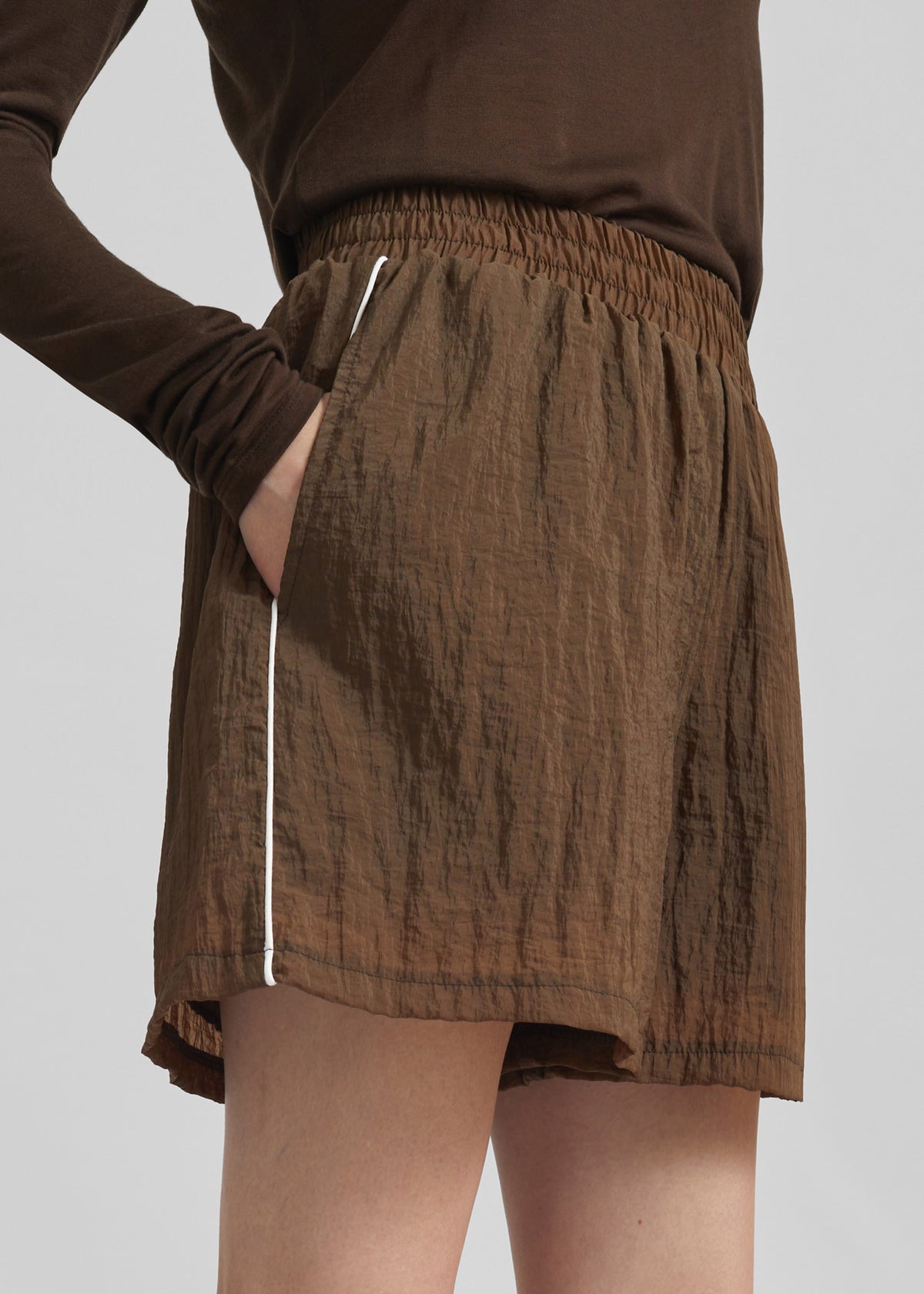 Rewa Sheer Shorts - Brown - 3