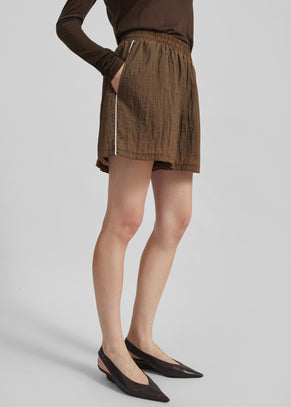 Rewa Sheer Shorts - Brown