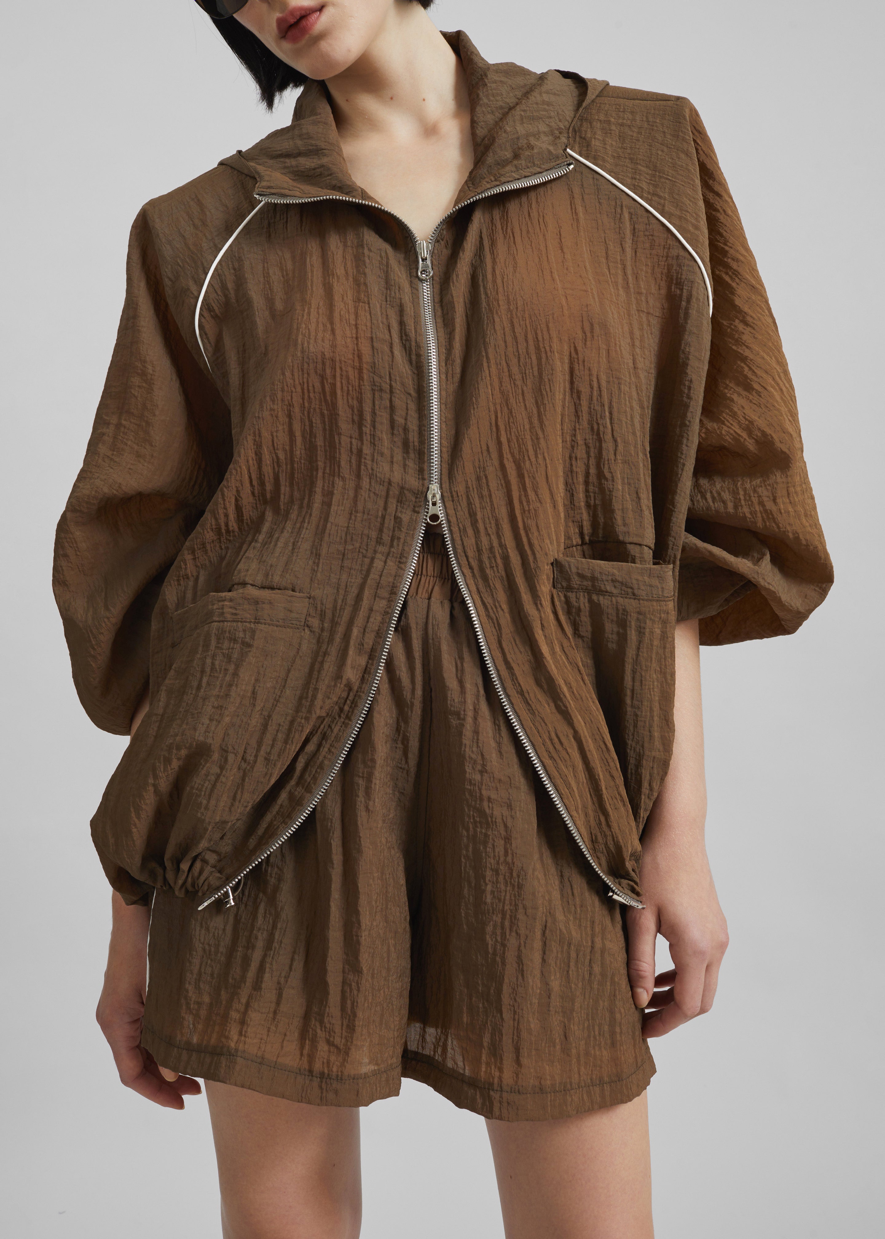 Rewa Sheer Shorts - Brown - 6