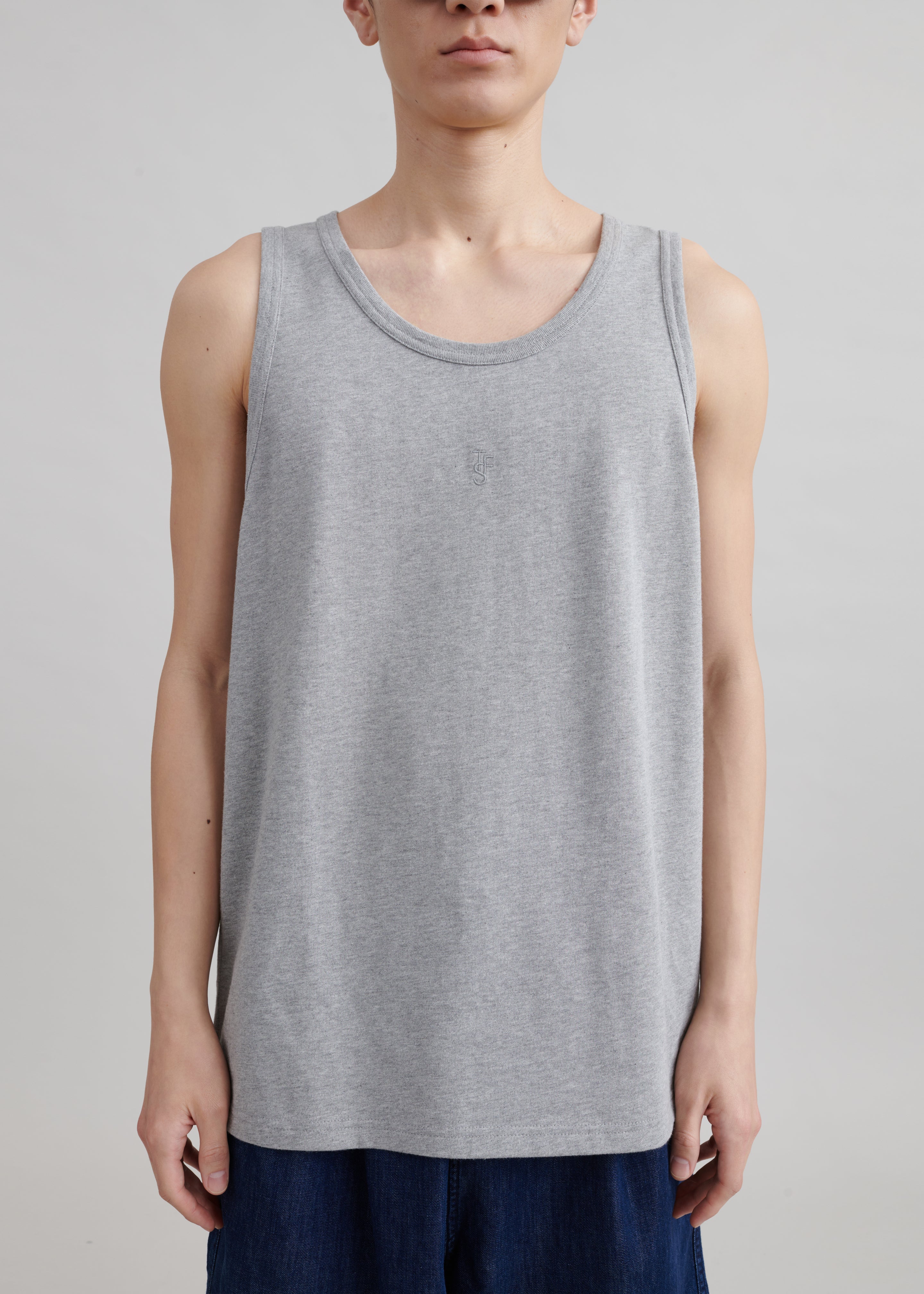 Rexy Embroidered Tank Top - Grey Melange - 7 - [gender-male]