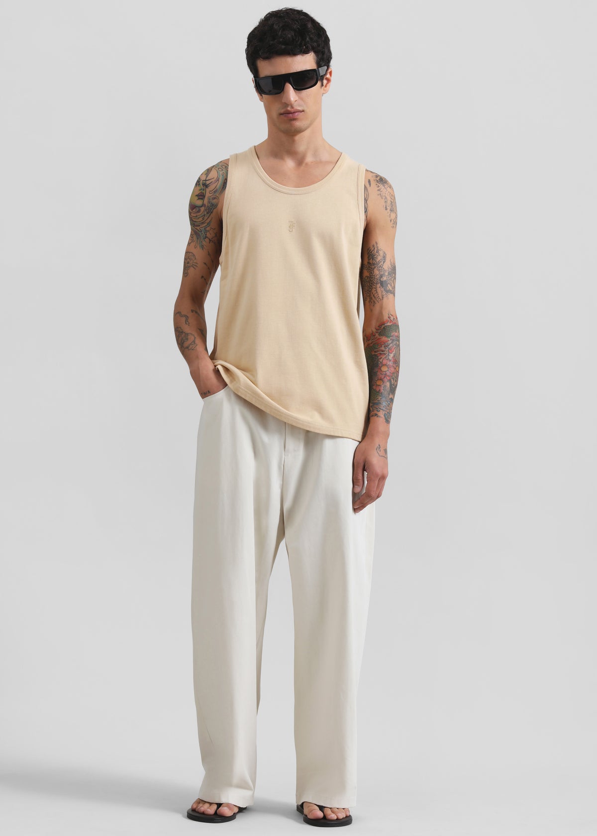 Rexy Embroidered Tank Top - Latte - 11