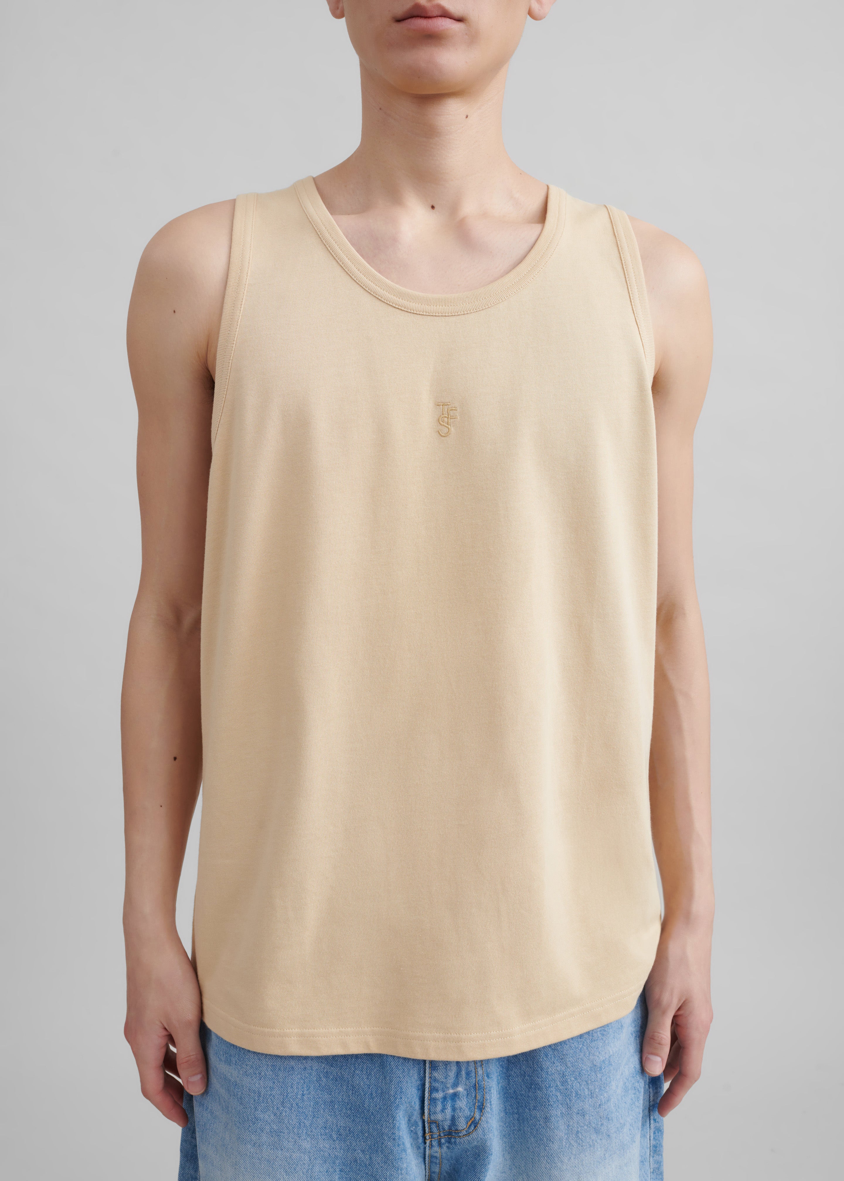 Rexy Embroidered Tank Top - Latte - 6 - [gender-male] 