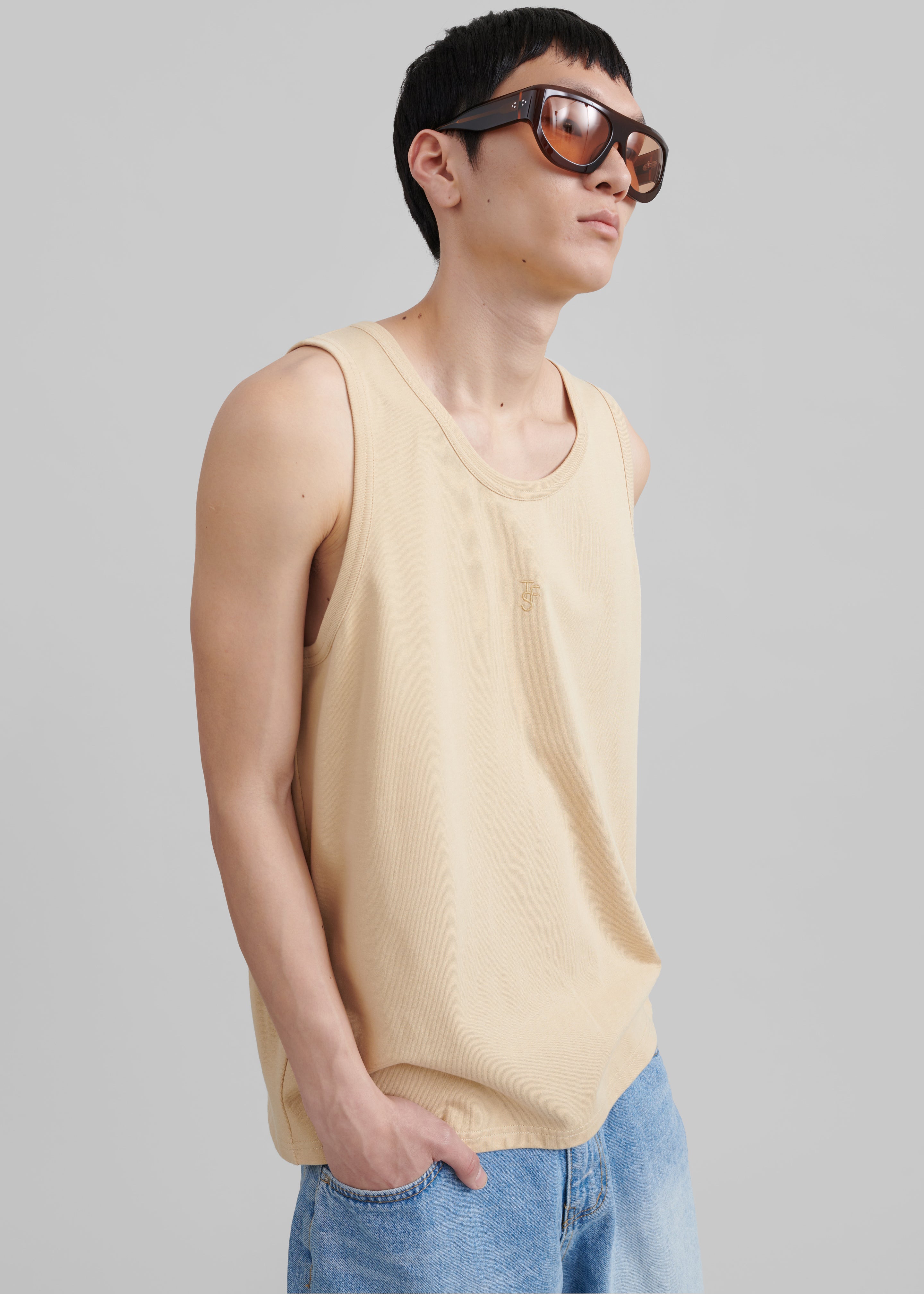 Rexy Embroidered Tank Top - Latte - 4 - [gender-male] 