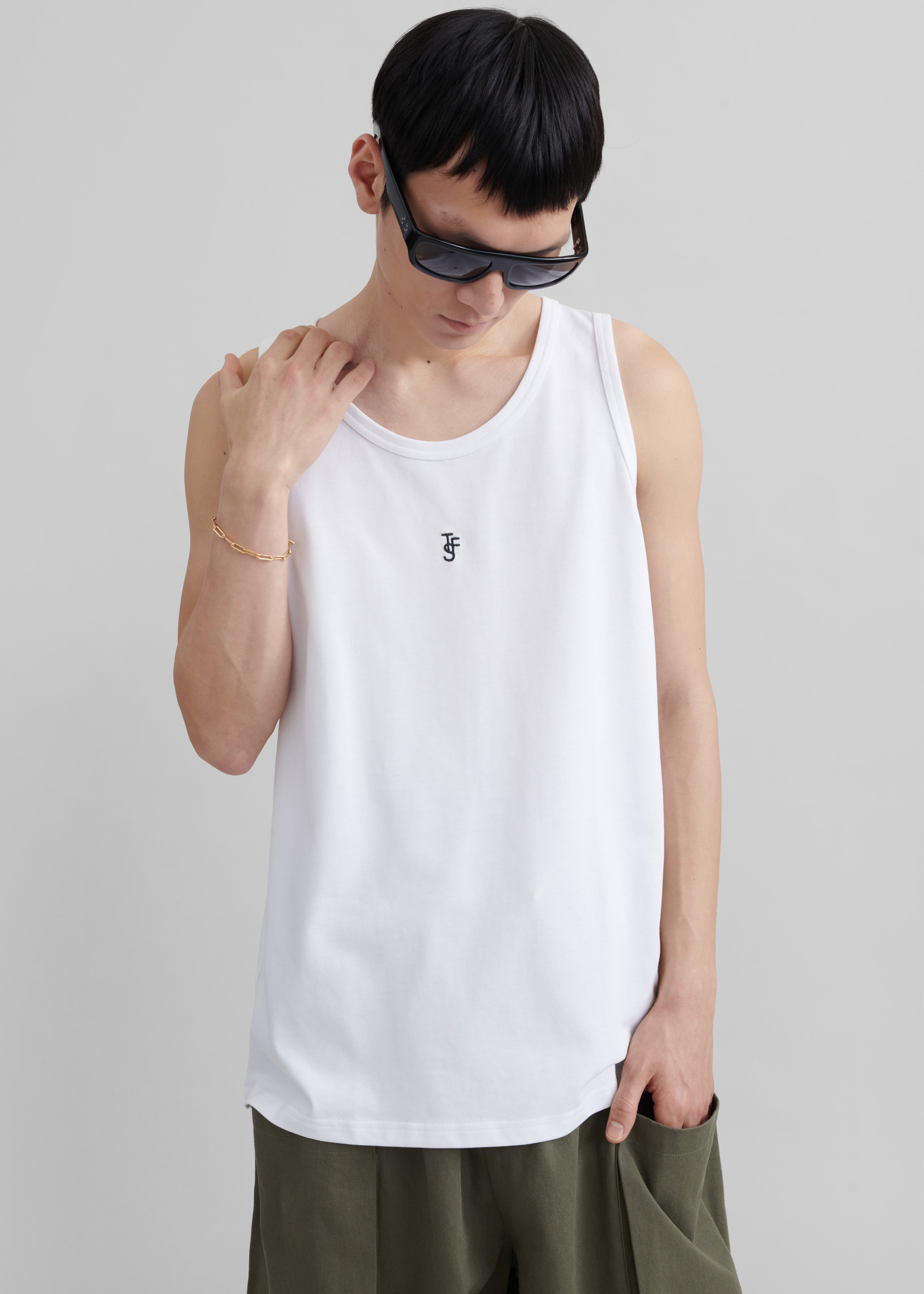 Rexy Embroidered Tank Top - White - 1